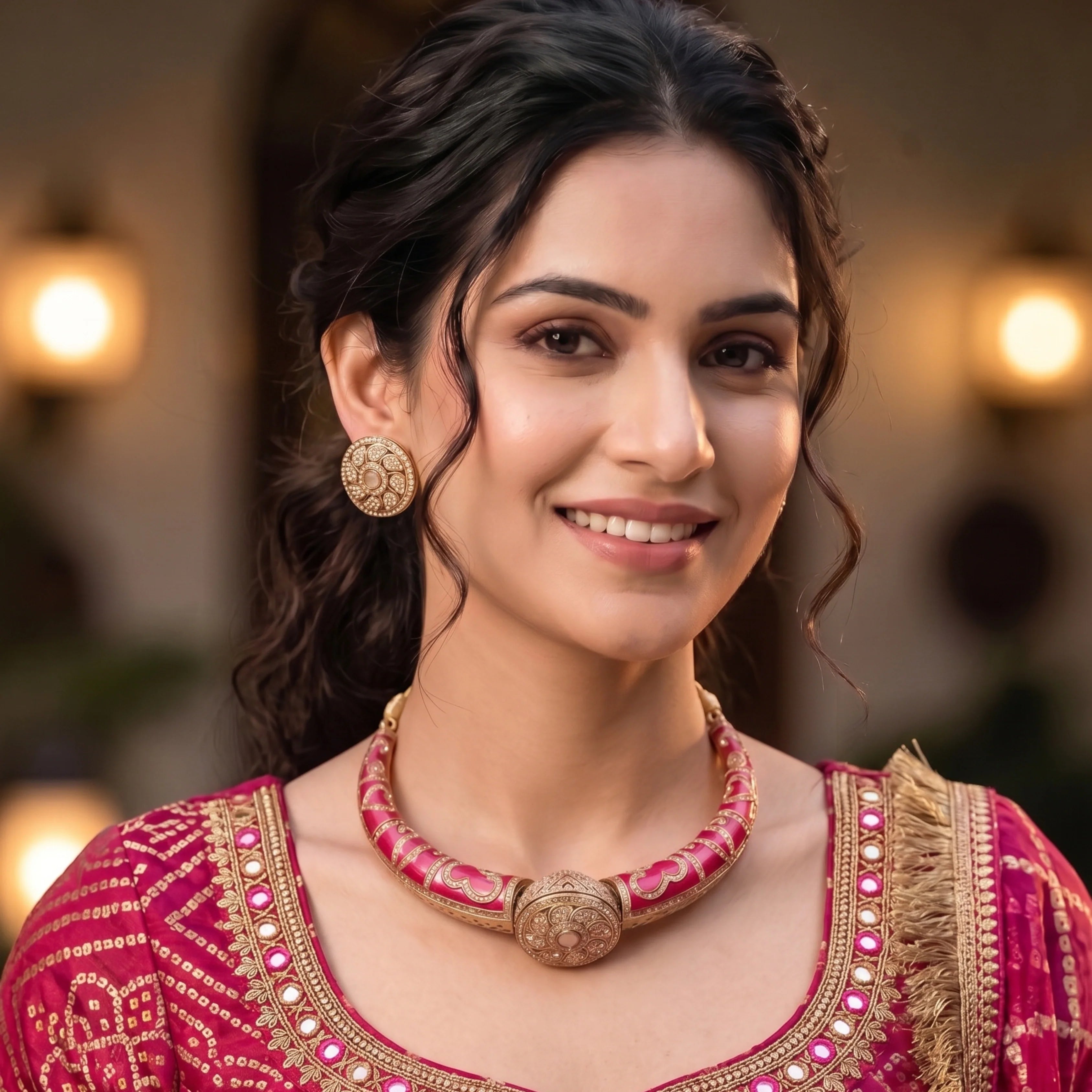 Royal Rani Pink Meenakari Choker Set