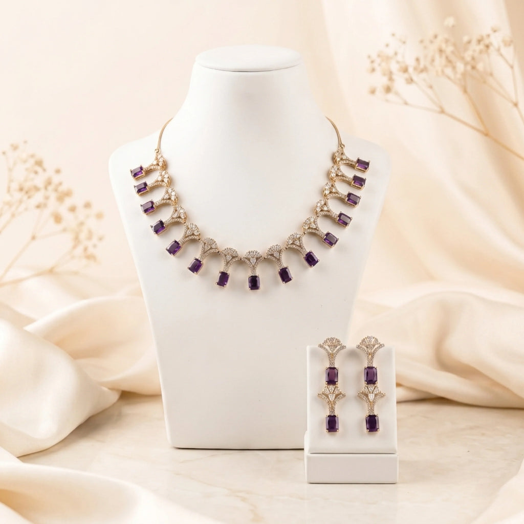 Royal Amethyst Blossom Necklace Set