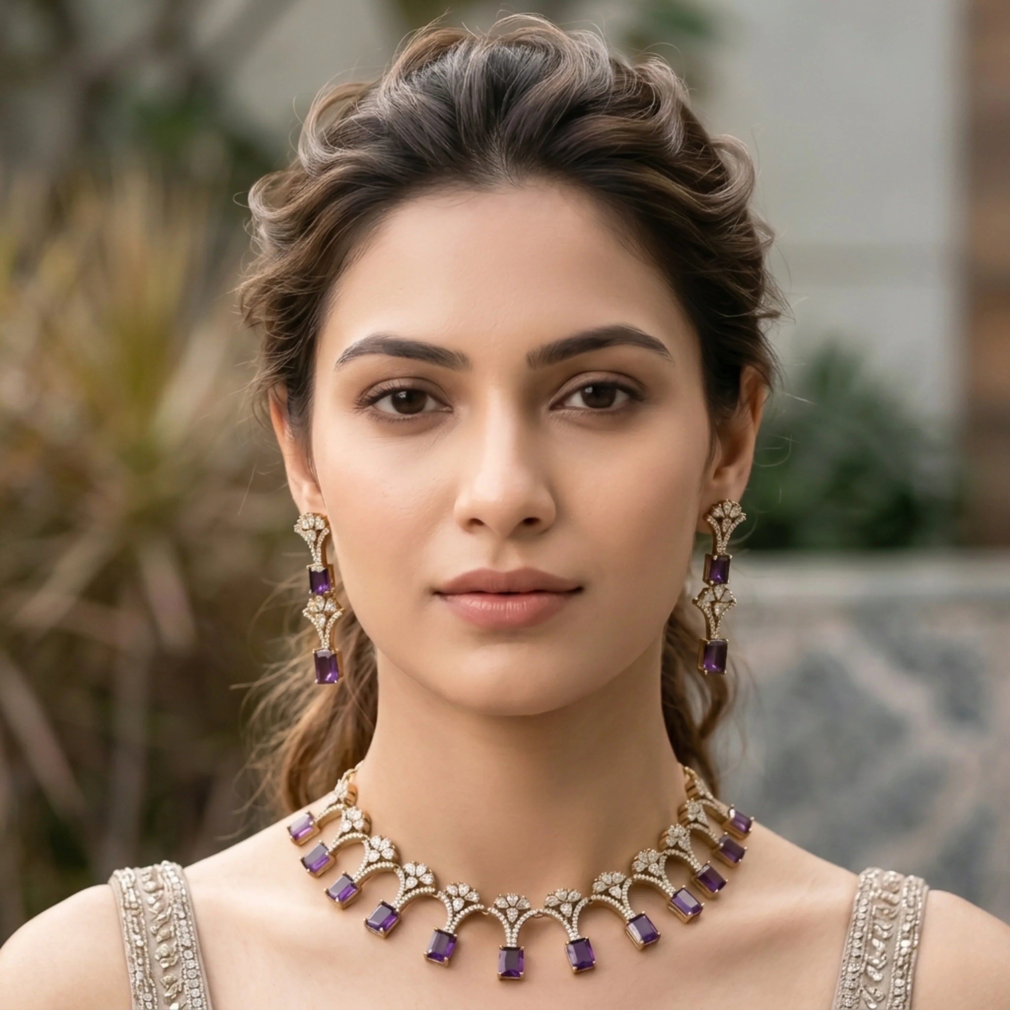 Royal Amethyst Blossom Necklace Set