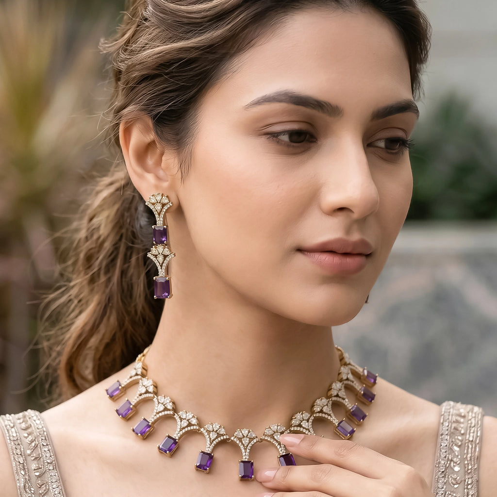Royal Amethyst Blossom Necklace Set