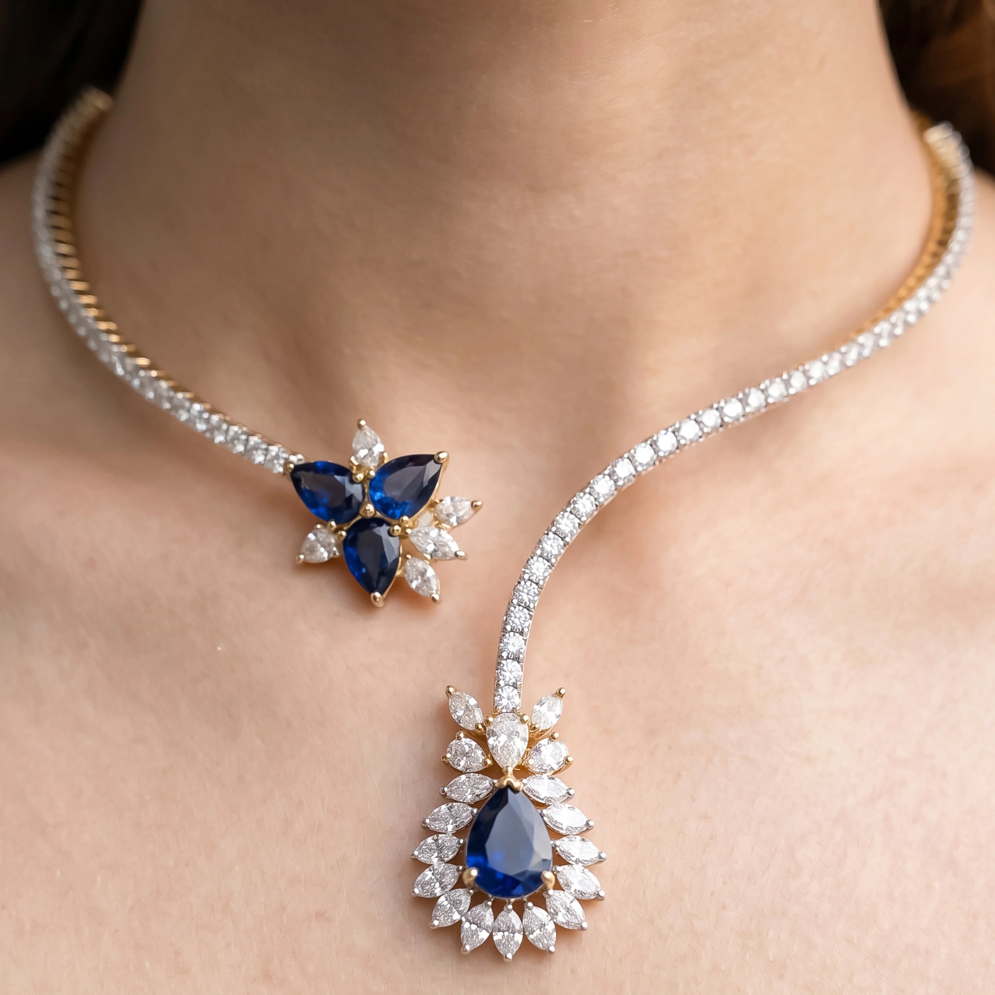Blue Sapphire Aura Choker