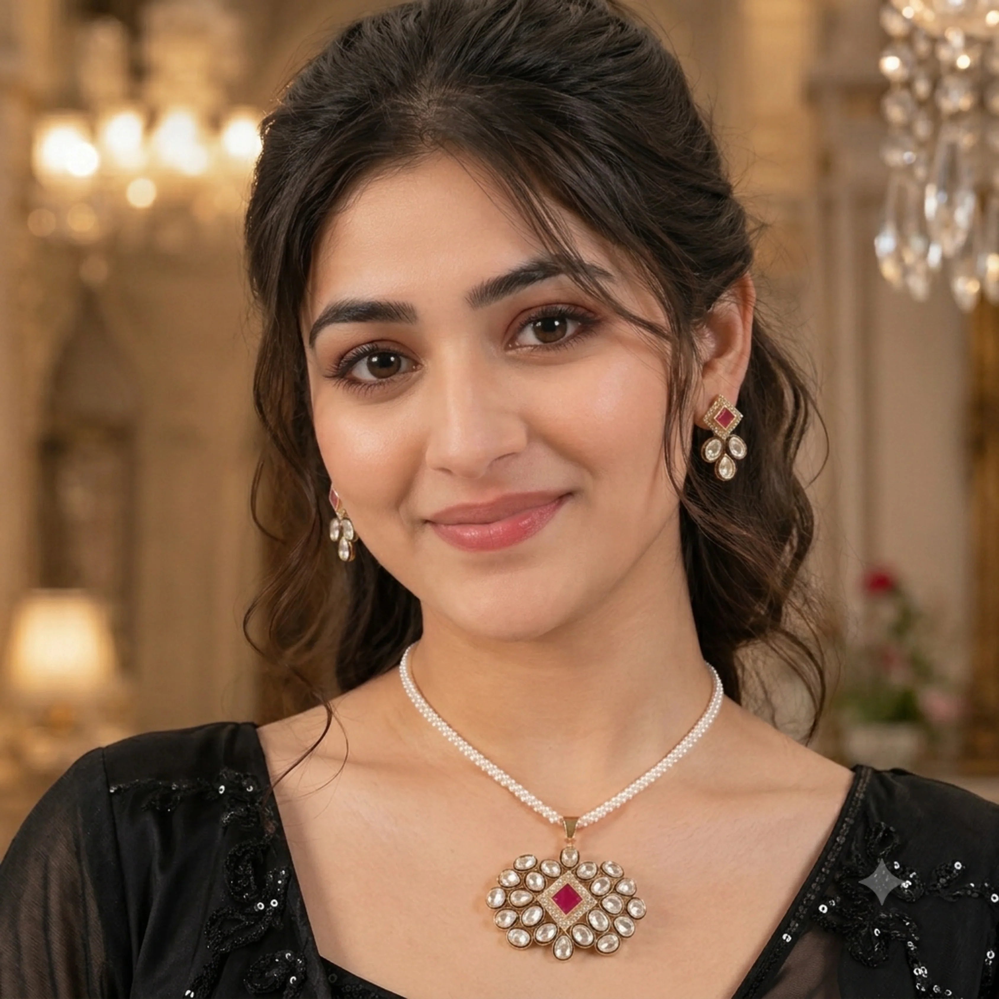 Royal Kundan Bloom Pearl Set