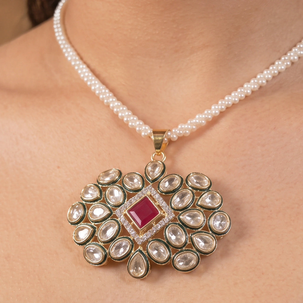 Royal Kundan Bloom Pearl Set