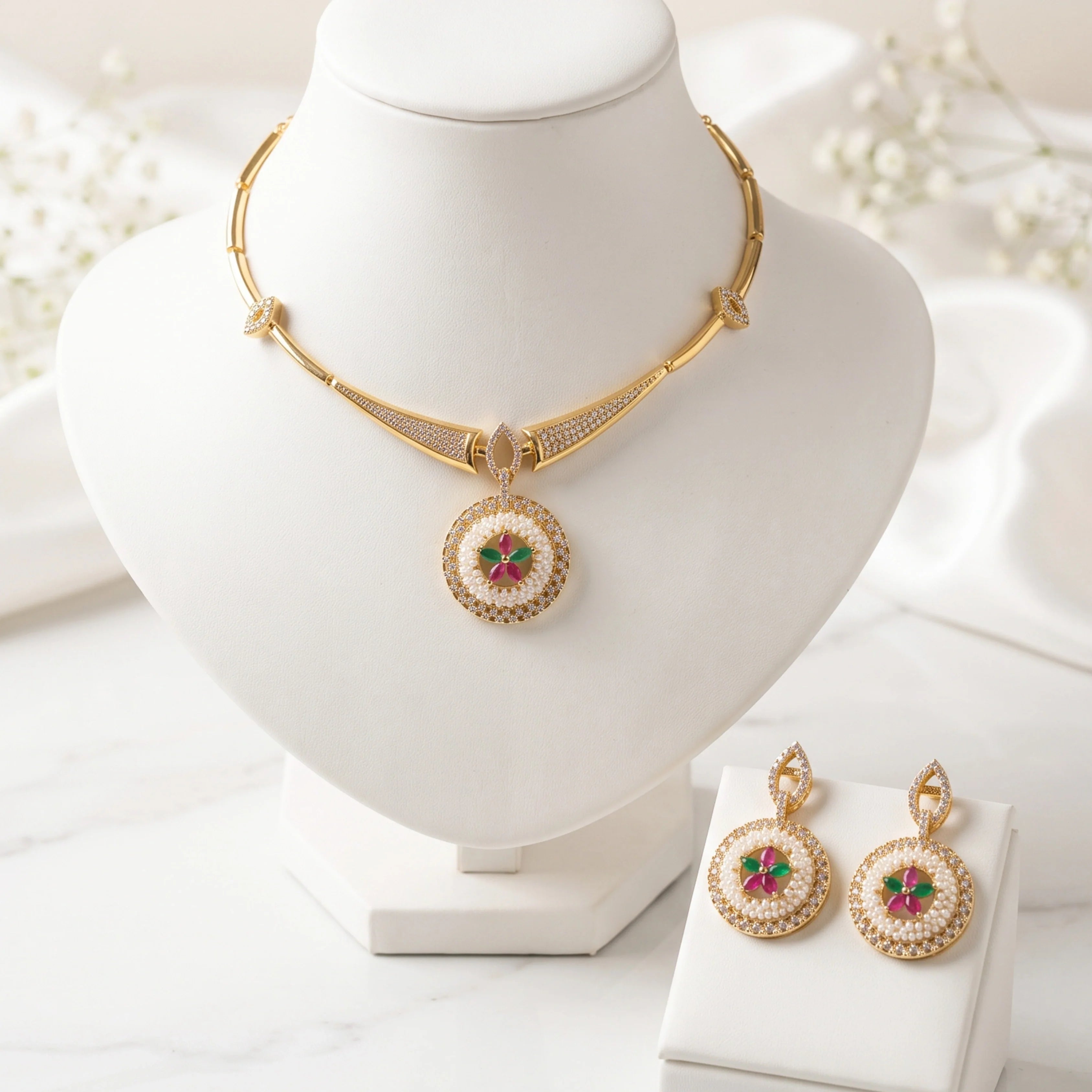Rosé Blossom Halo Set