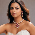 Ruby Pearl Blossom Necklace Set