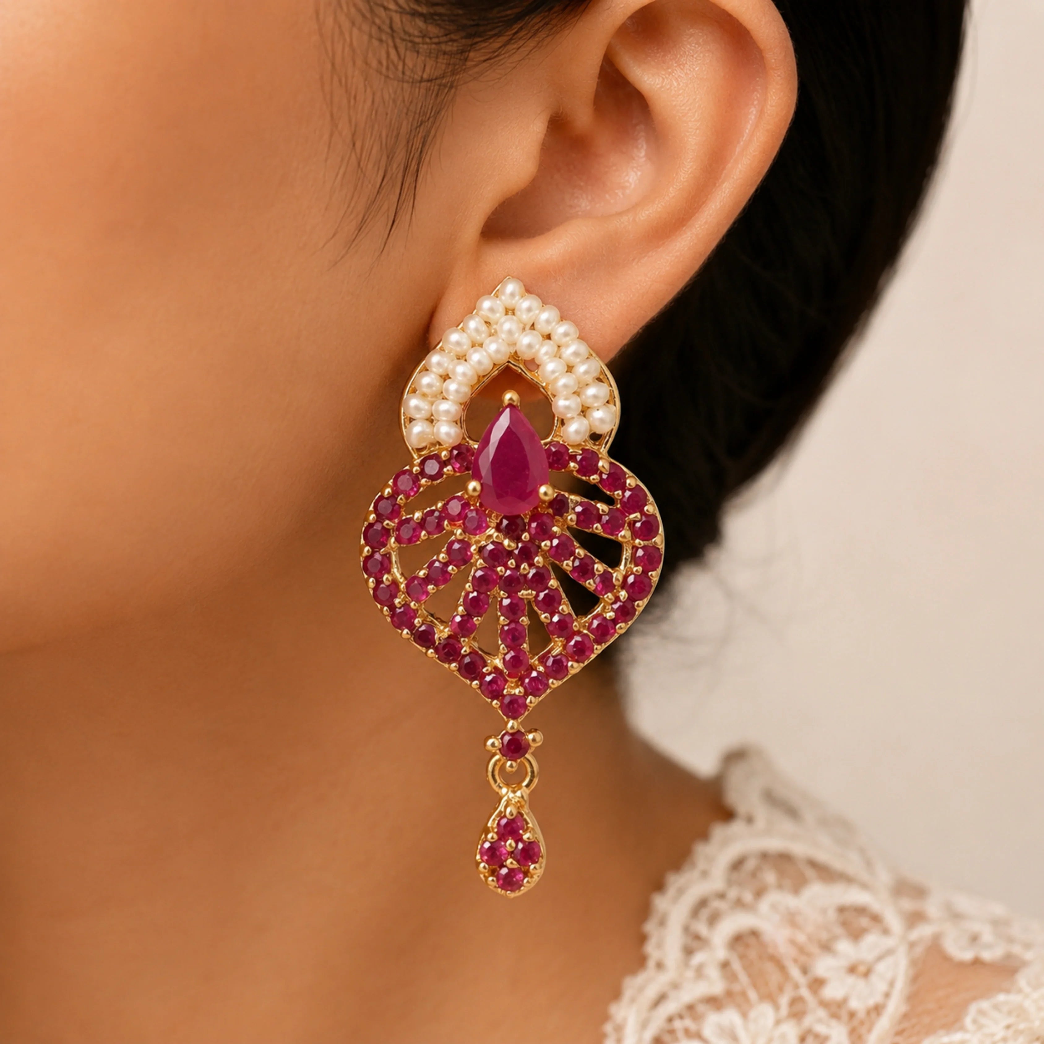 Ruby Pearl Radiance Necklace Set