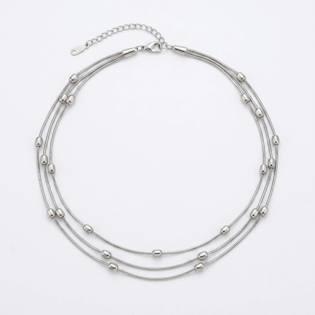 SILVER LAYERED BEADED CHAIN