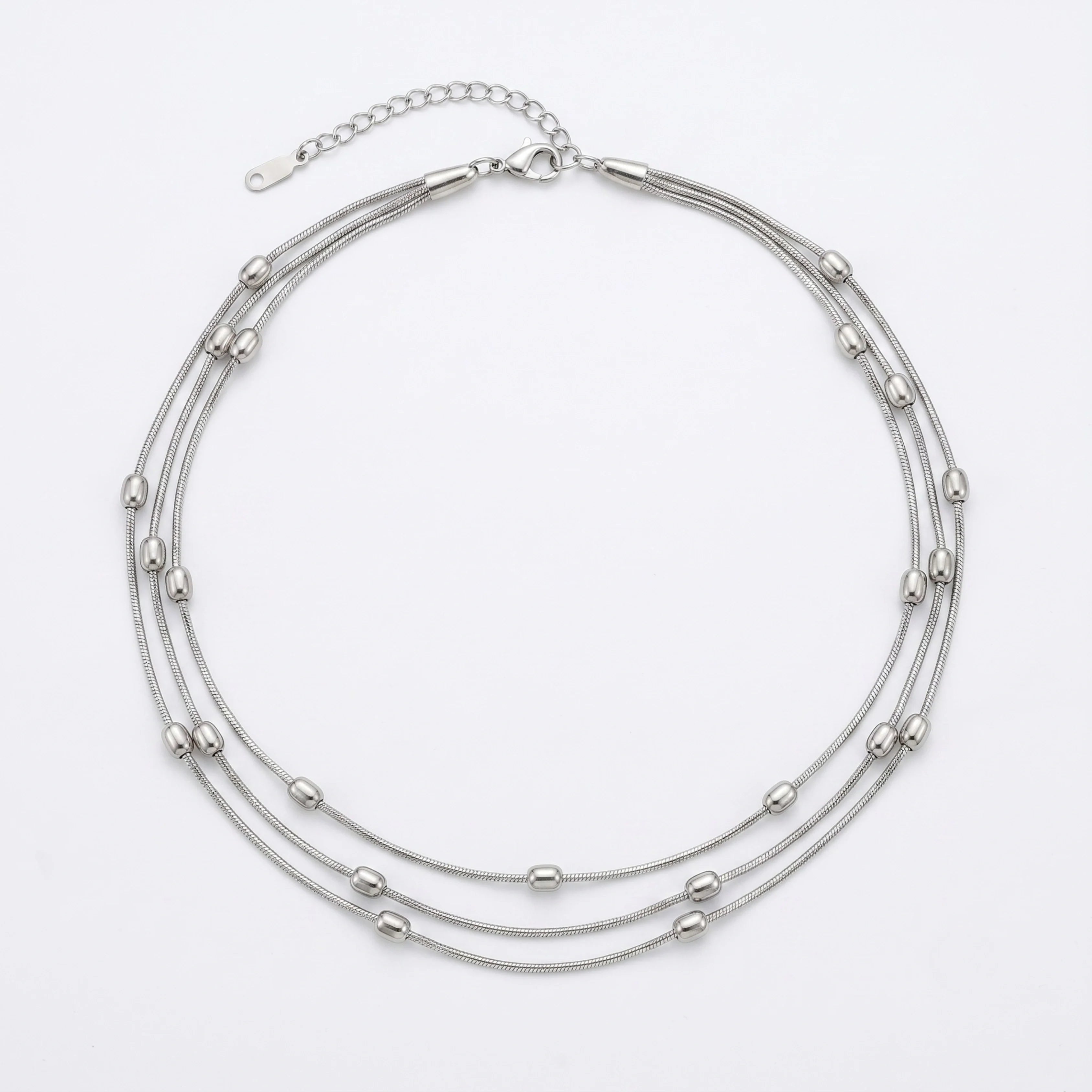 SILVER LAYERED BEADED CHAIN