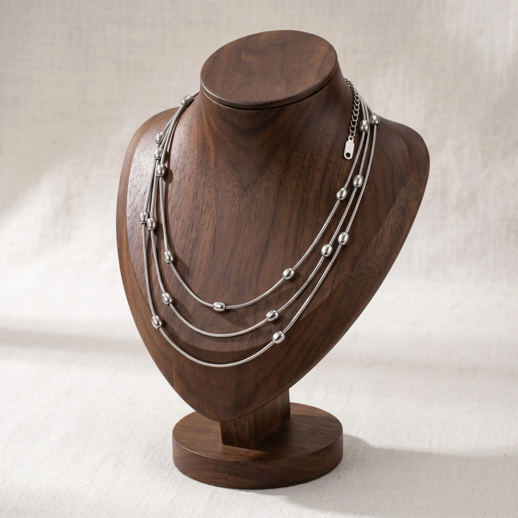SILVER LAYERED BEADED CHAIN