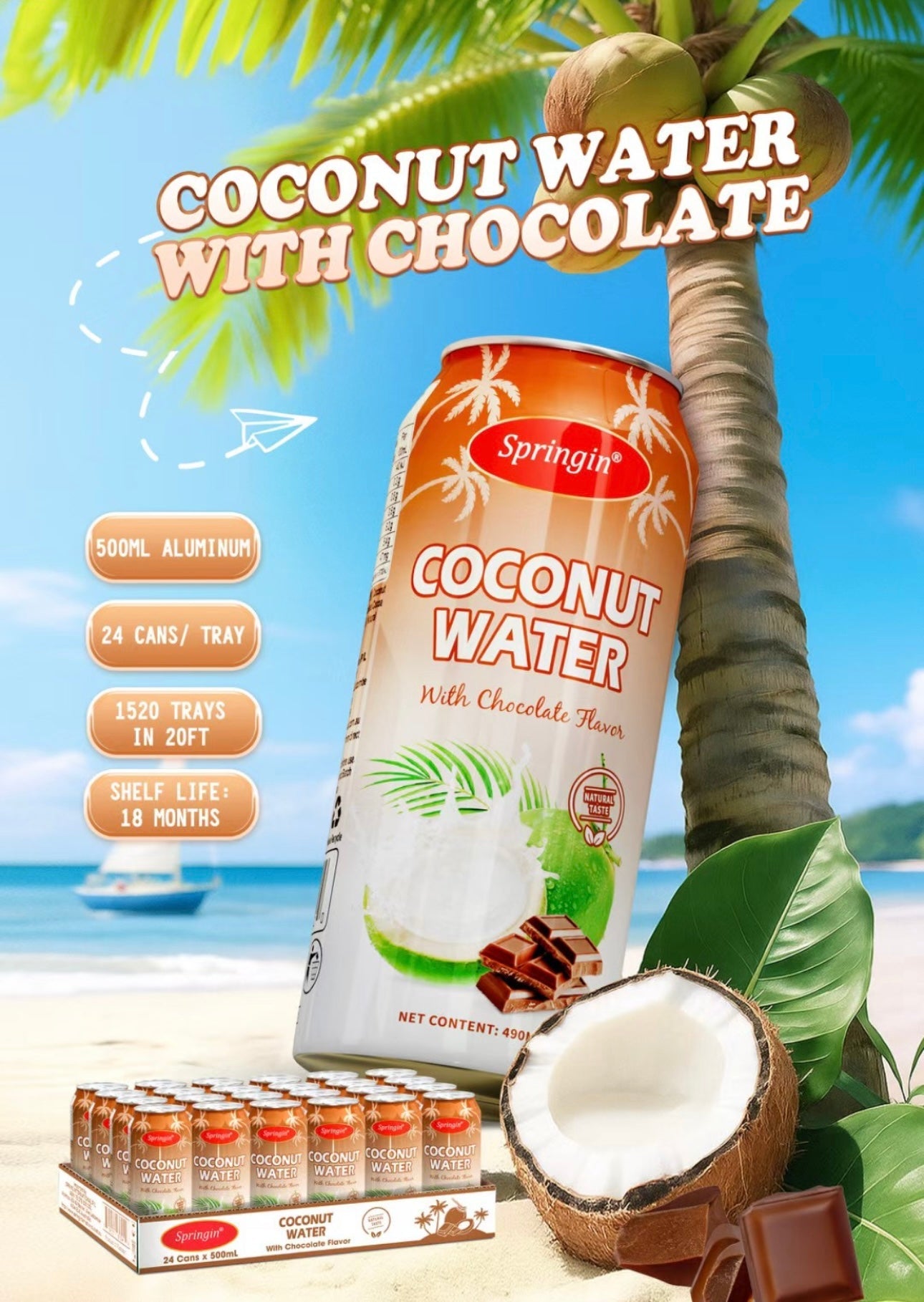 Springin Coconut Water With Chocolate Flavour 490 ml