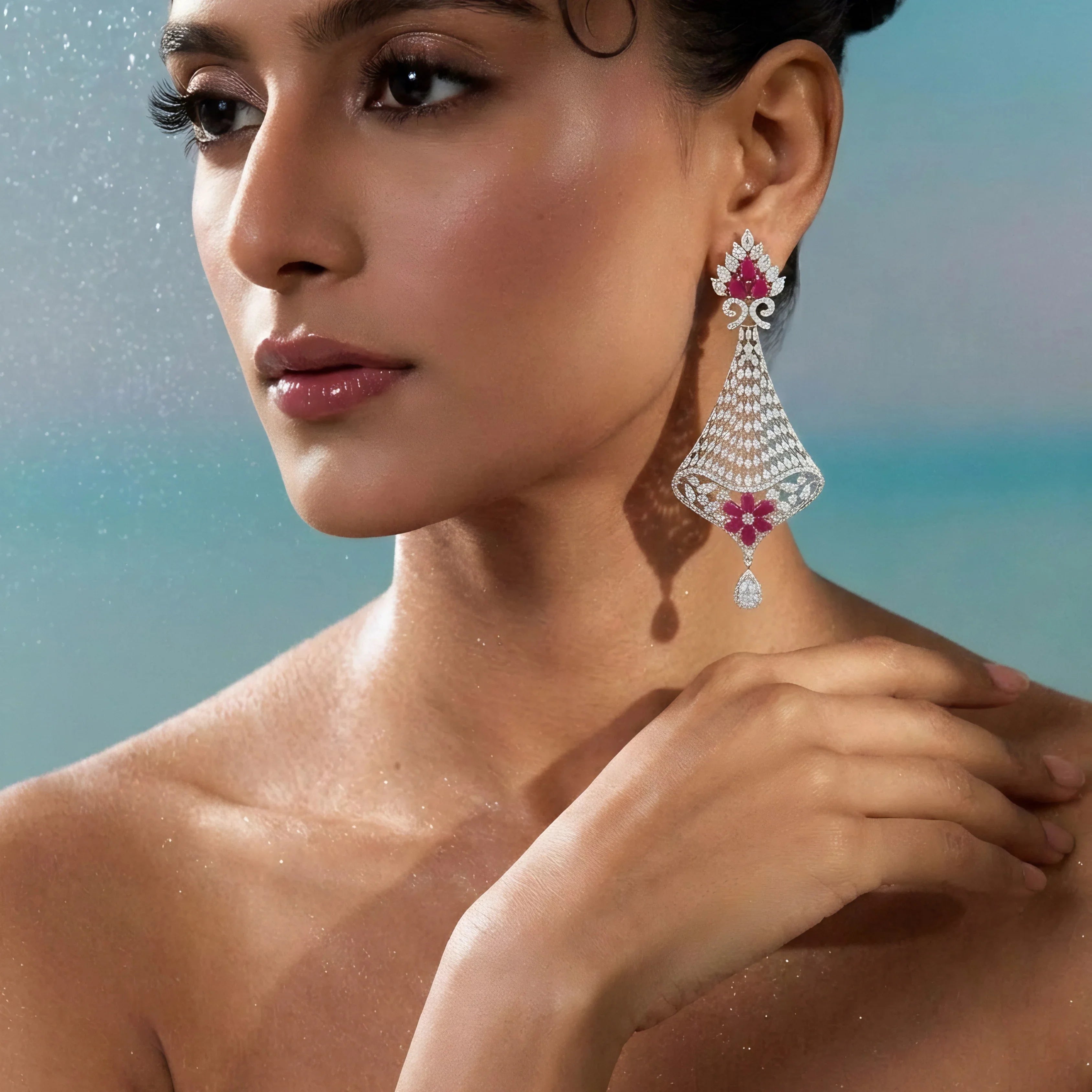 Silver Ruby Grace Drops