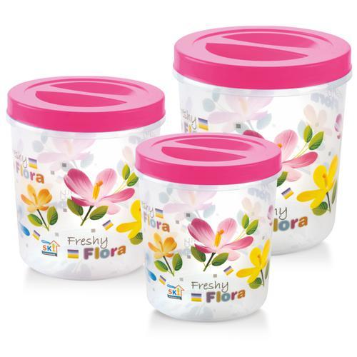 Round Plastic Container 2 L (3 pcs)