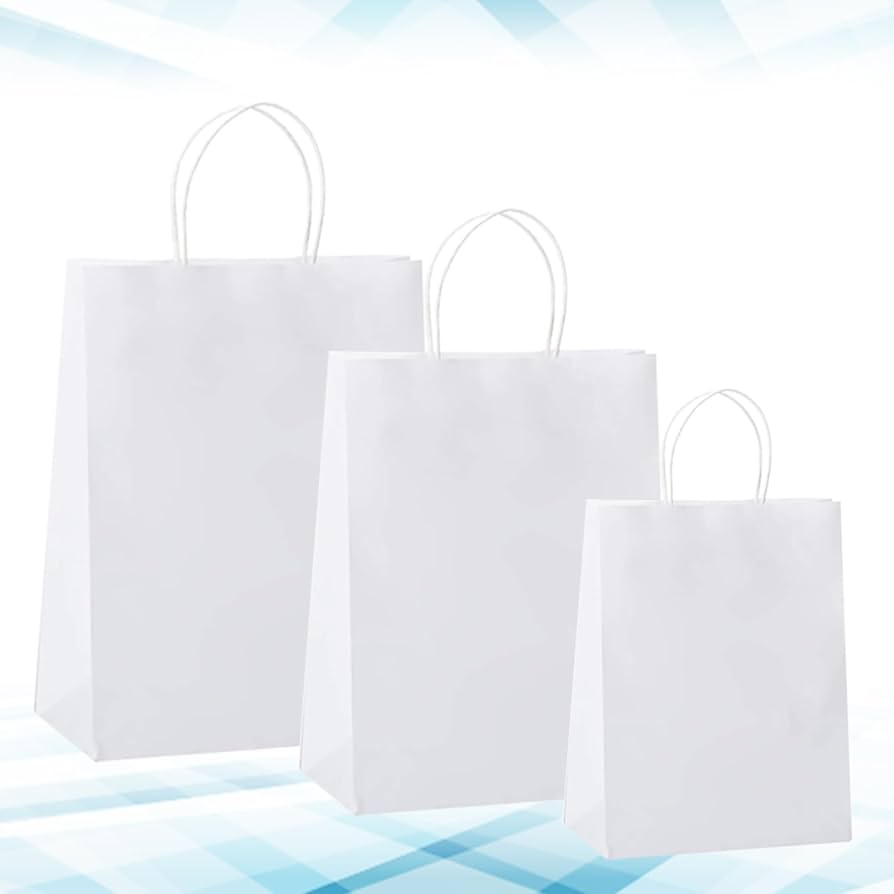 3 W WHite Paper Bag
