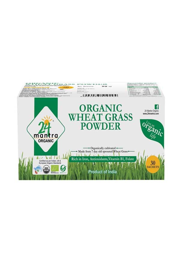 24mantra Organic Wheat Grass Pwd 90 g 30sachets