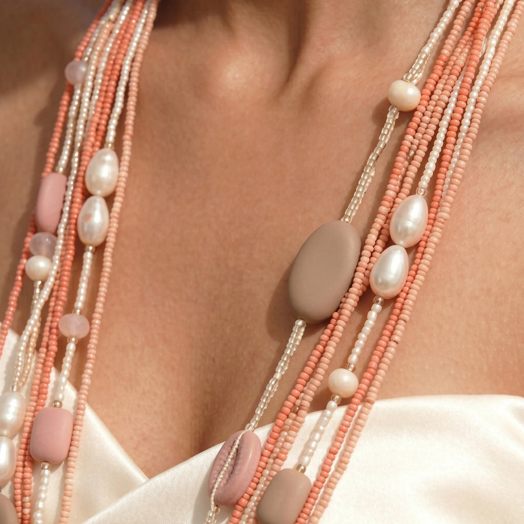 Peach Beige Layered Elegance