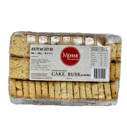 Mehar Cake Rusk Almond 900 g