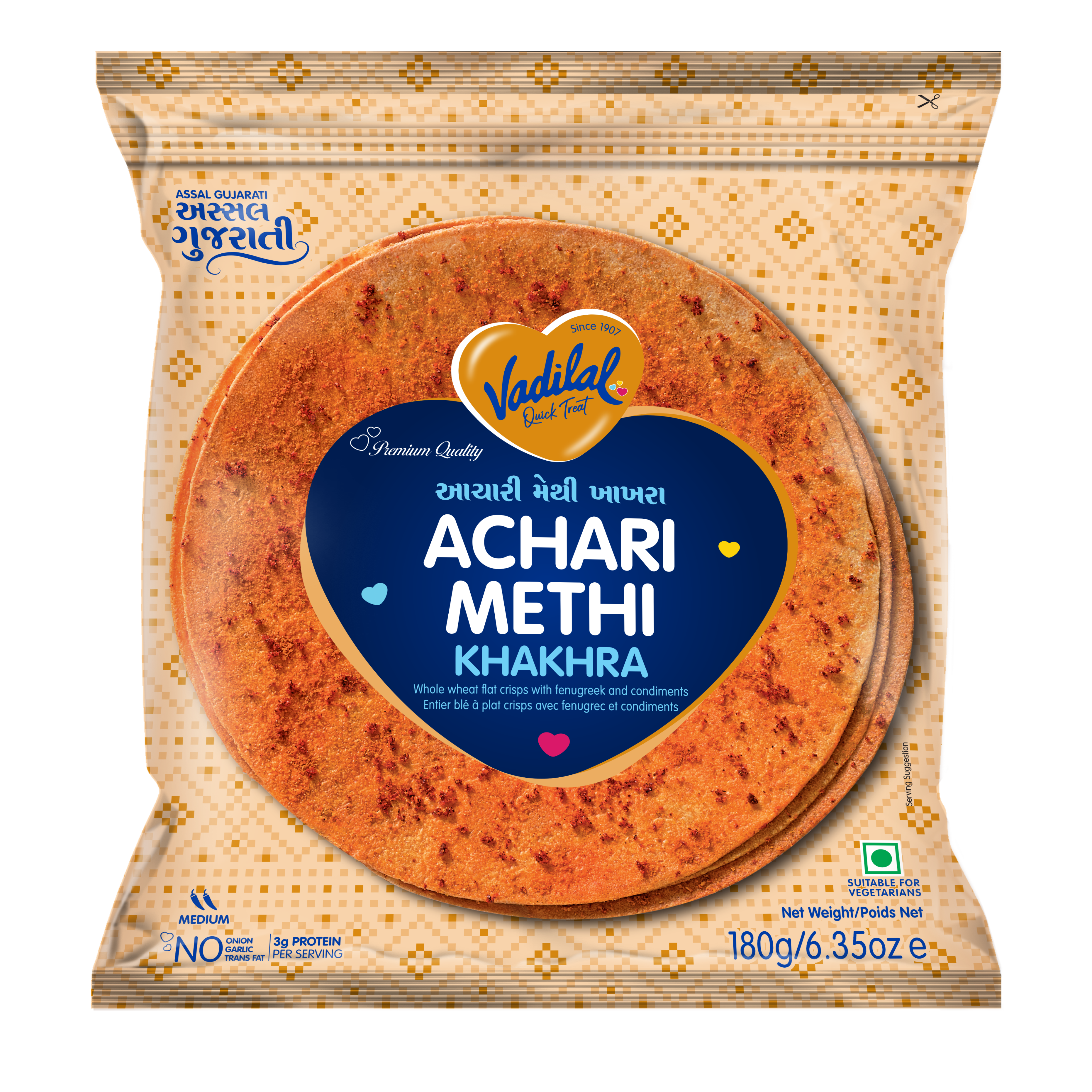 Vadilal Achari Methi Khakhra 180 g