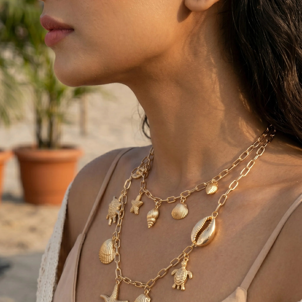 Golden Tide Charm Necklace