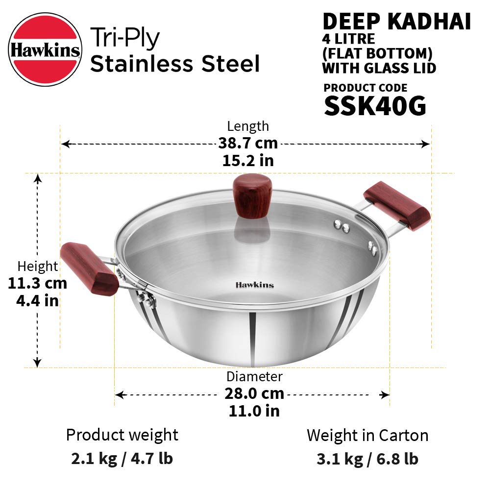 Hawkins S.S Deep Kadhai 4 L