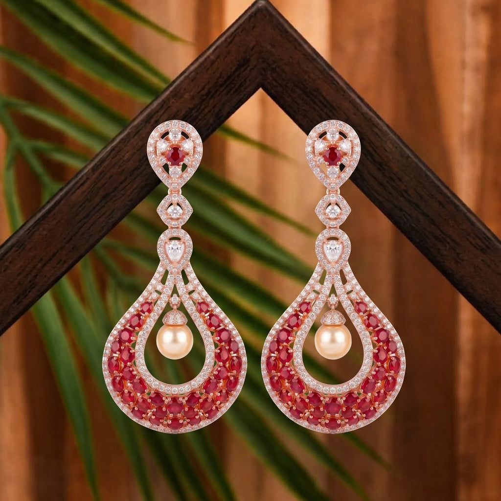 Ruby Pearl Dewdrop Earrings