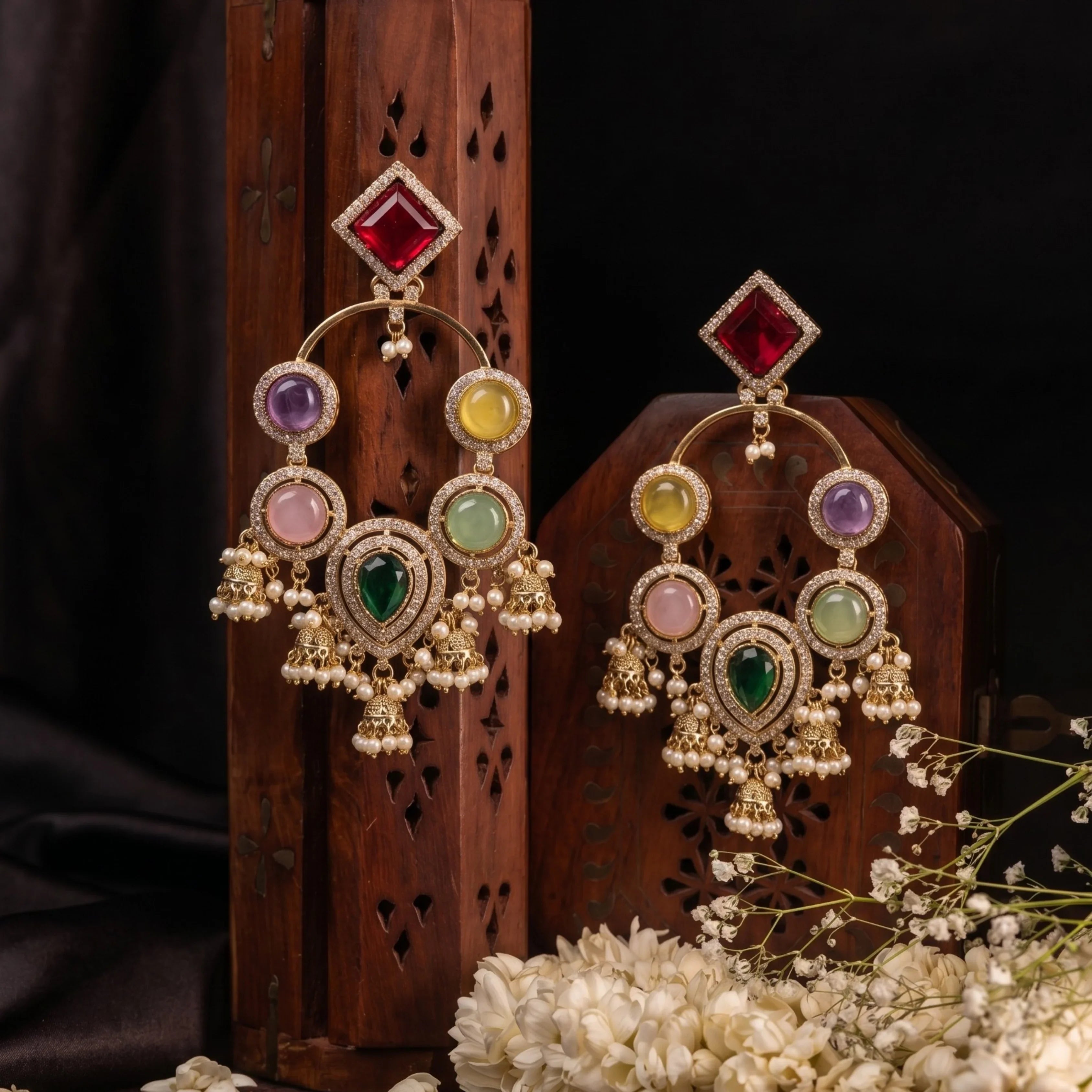 Ira Mehfil Multi Stone Earrings
