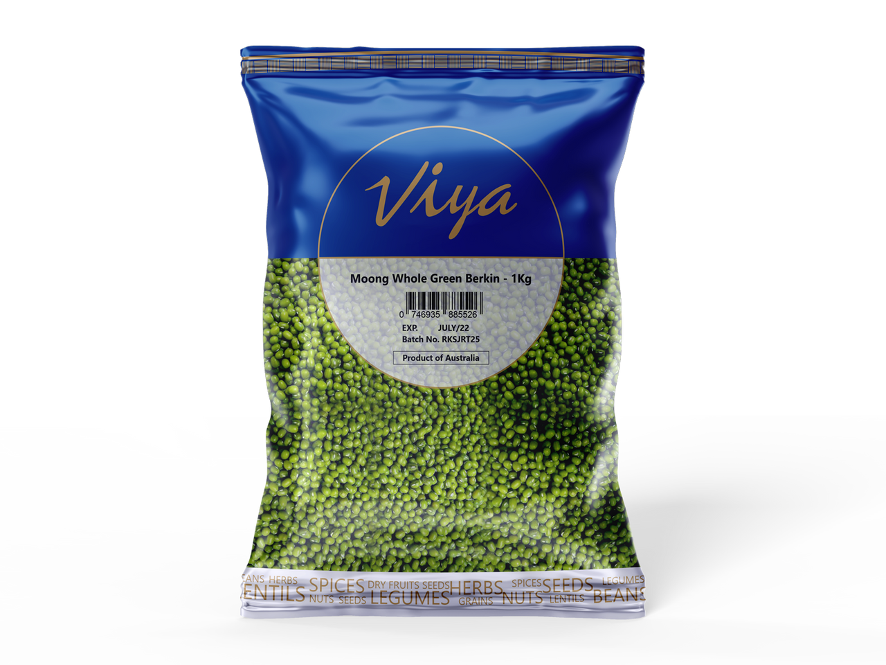 Viya Moong Whole Green Berkin - 1 kg