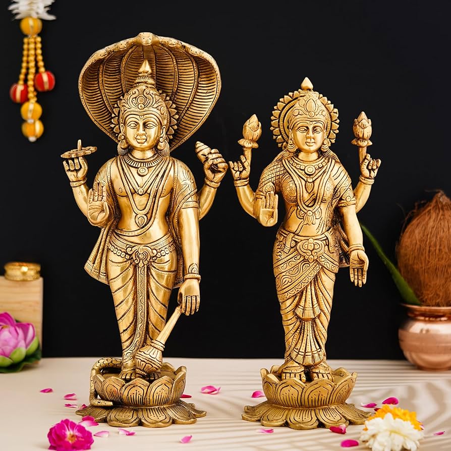 Spark Brass Statue Shree Vishnu Lakshmi Ji 180 g