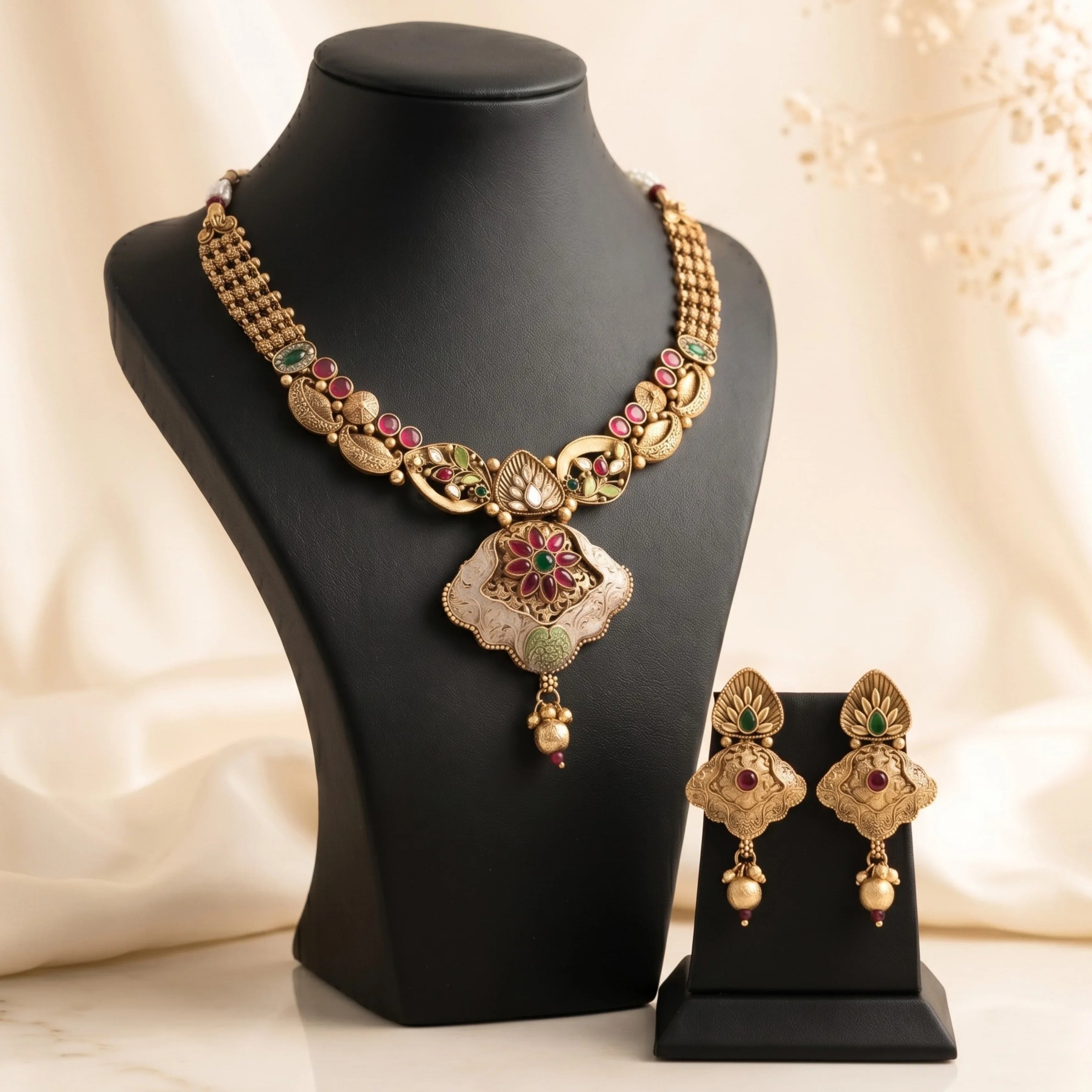 Rajwadi Gulnaar Heritage Necklace Set