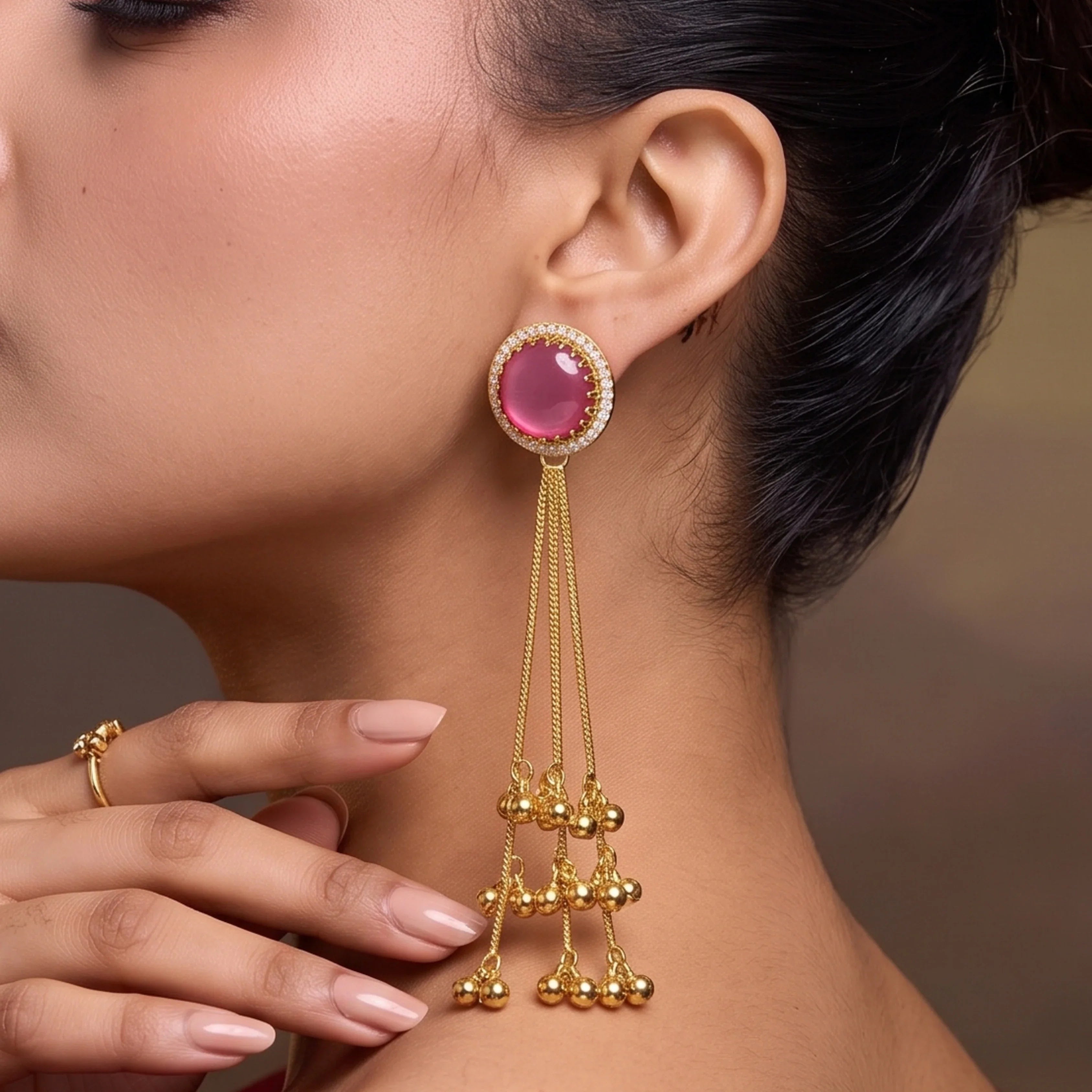 Ruby Noor Tassel Earrings