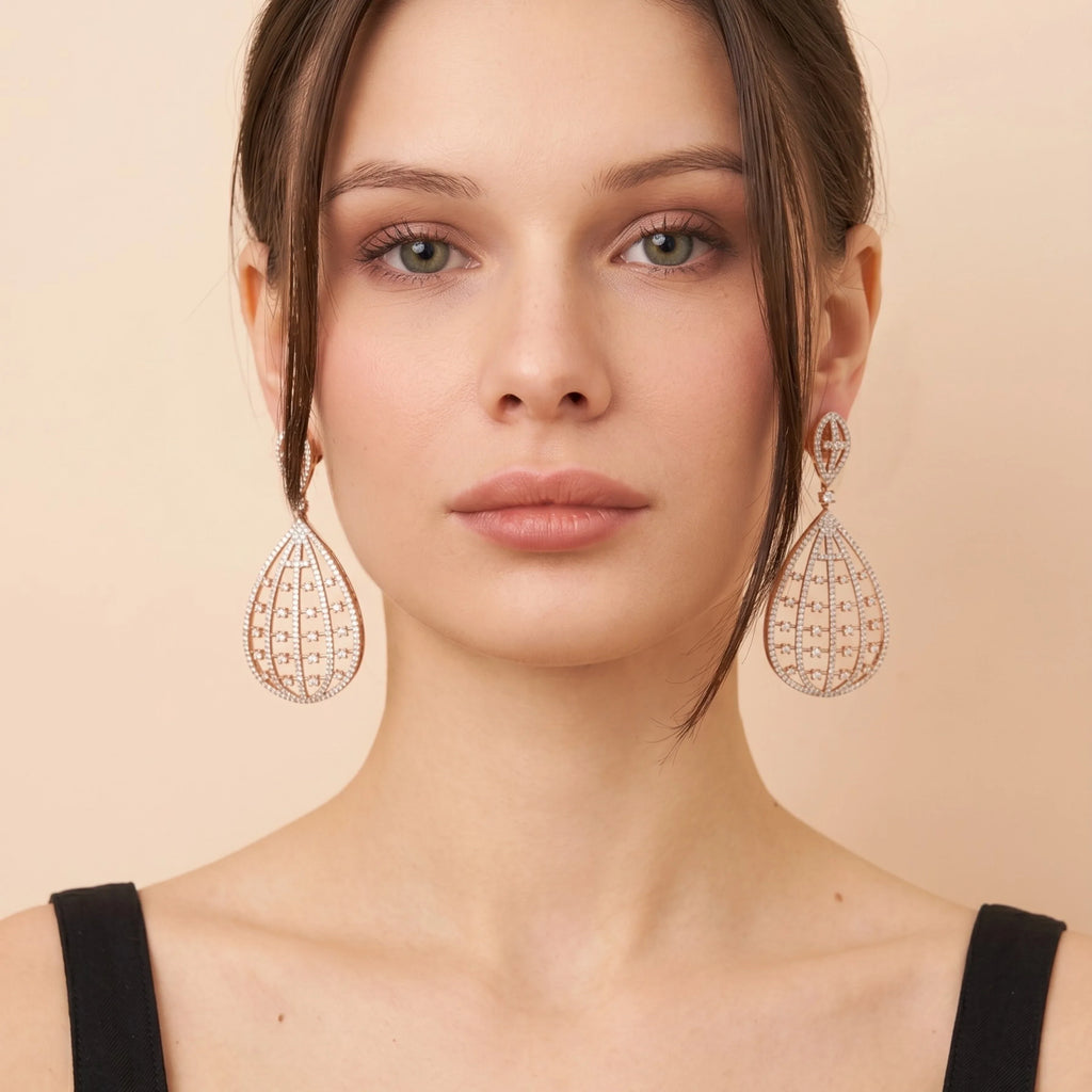 Celeste Basket Rose Earrings