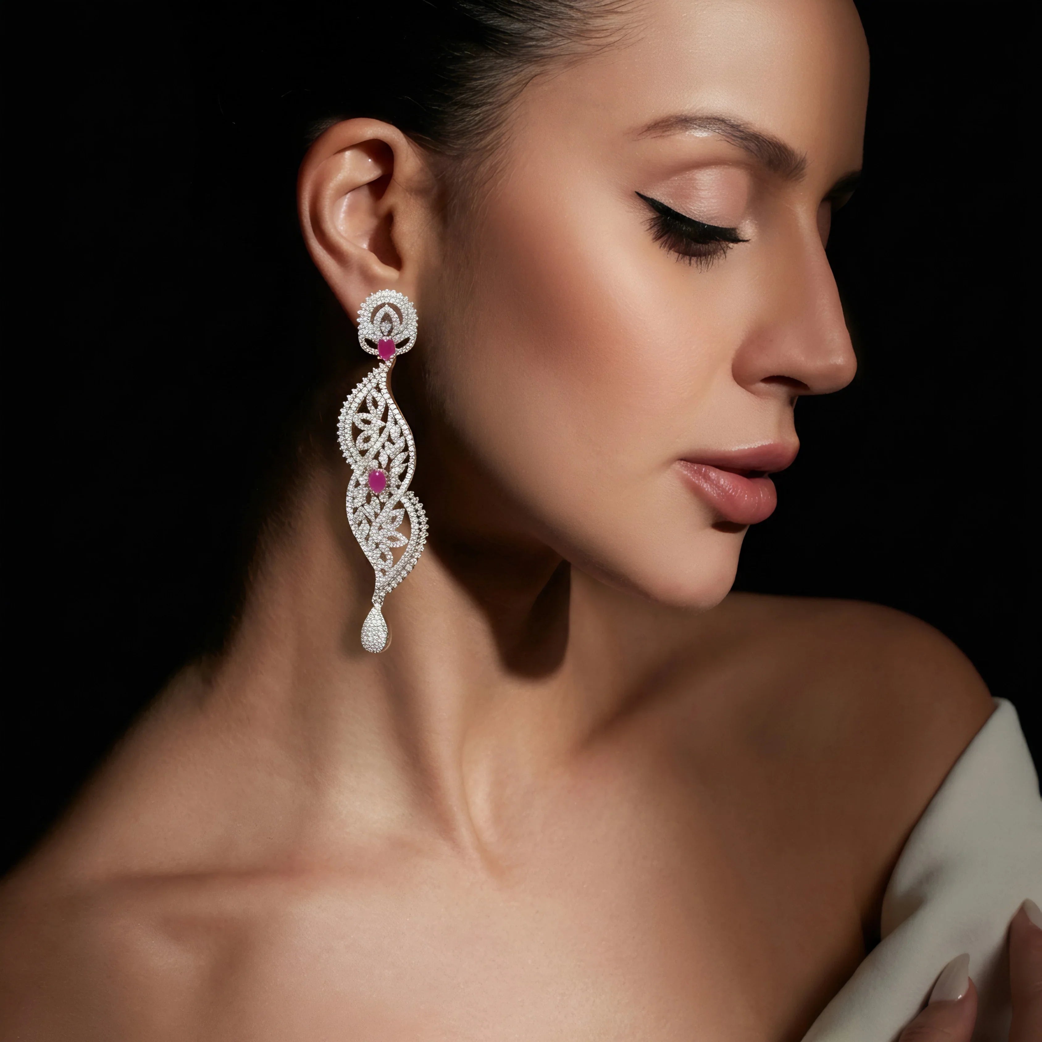 Ruby Crown Chandelier Earrings