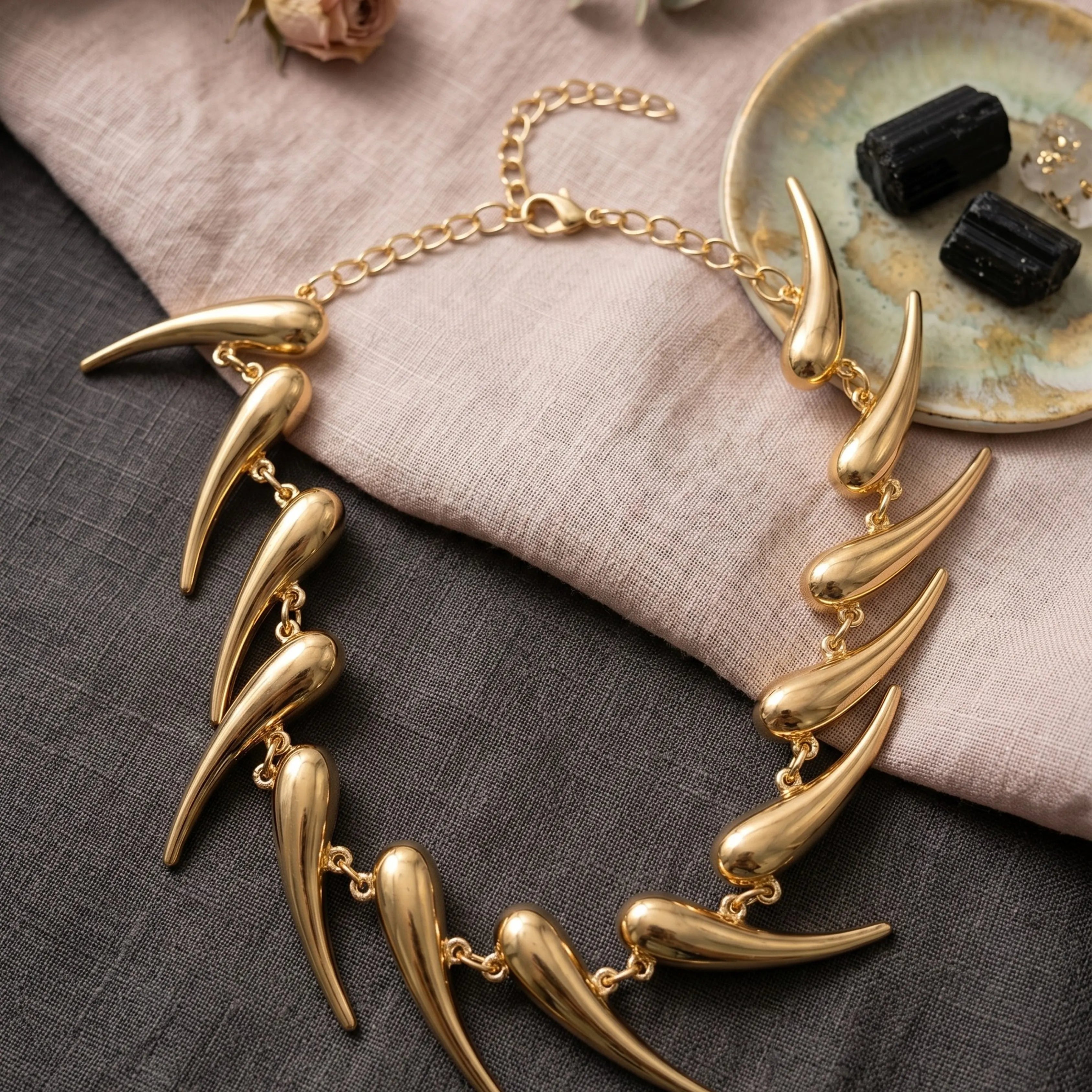 Golden Leaf Drop Necklace