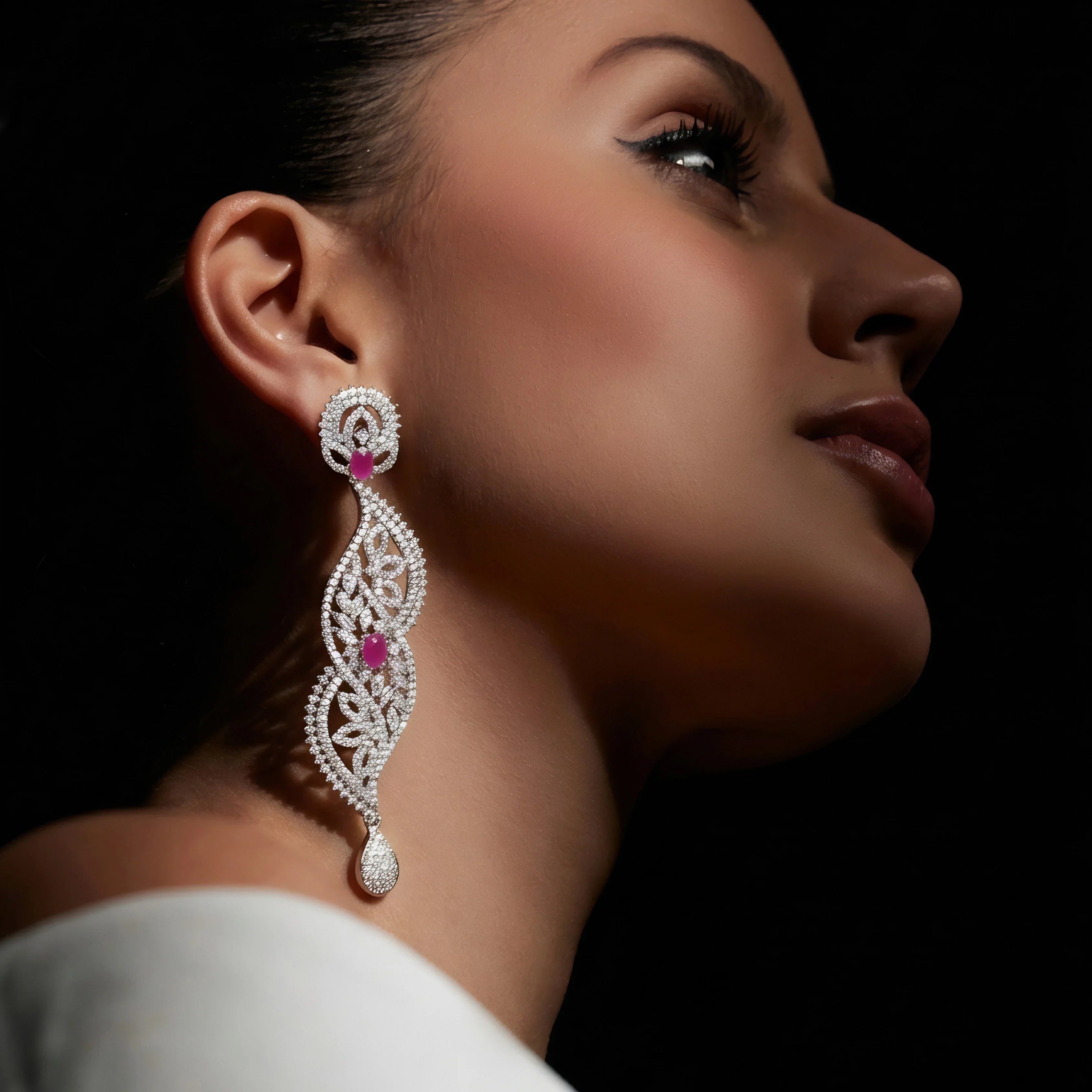 Ruby Crown Chandelier Earrings
