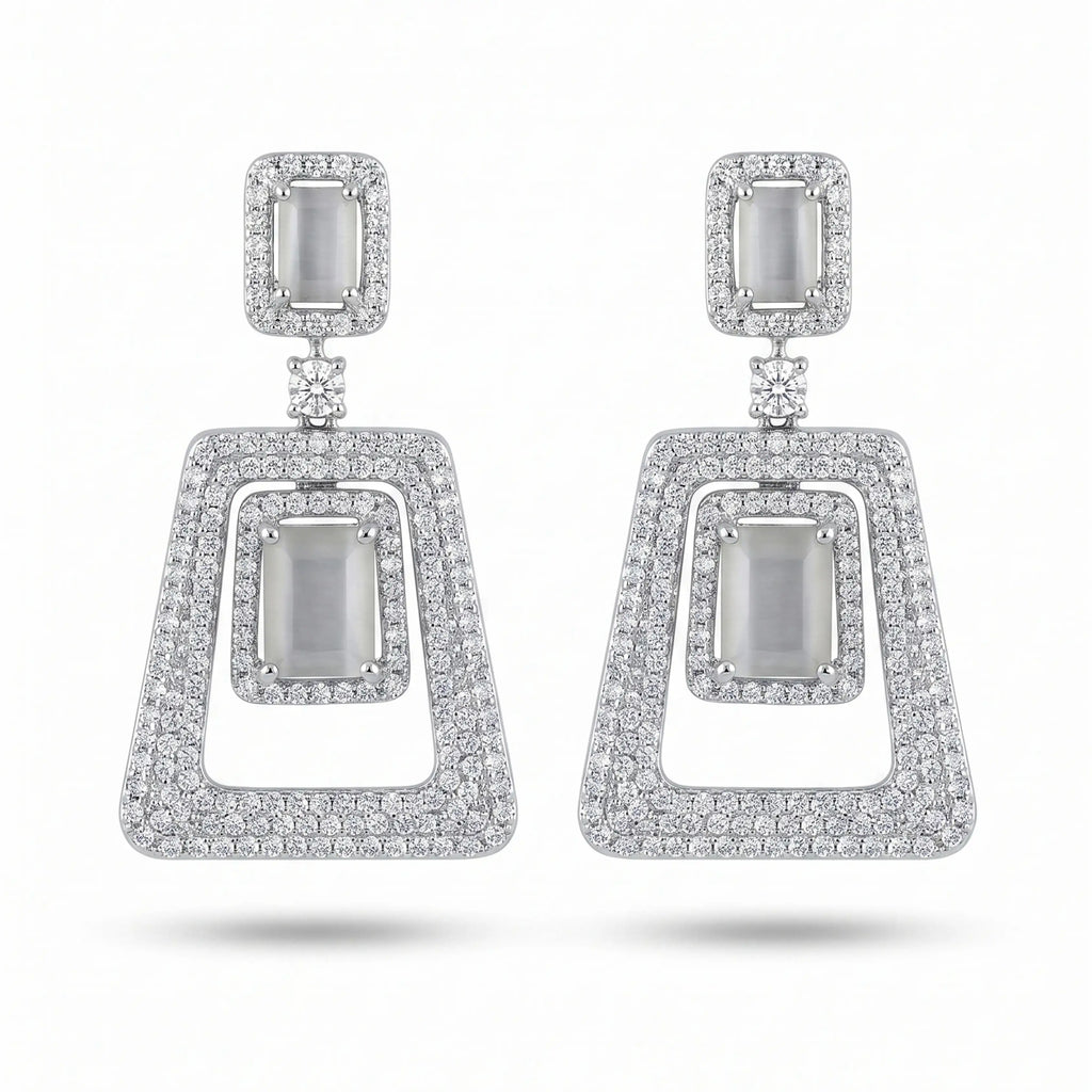 The Silver Deco Frame Earrings