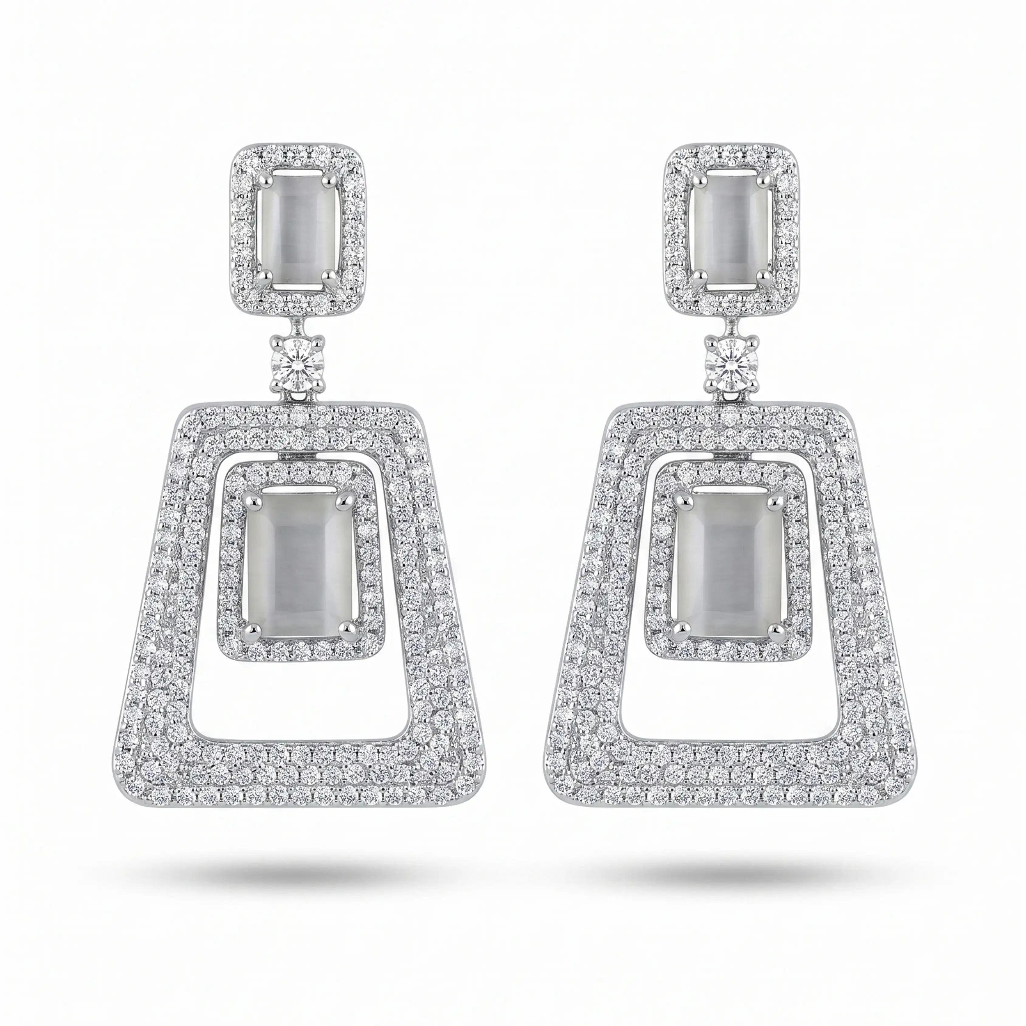 The Silver Deco Frame Earrings