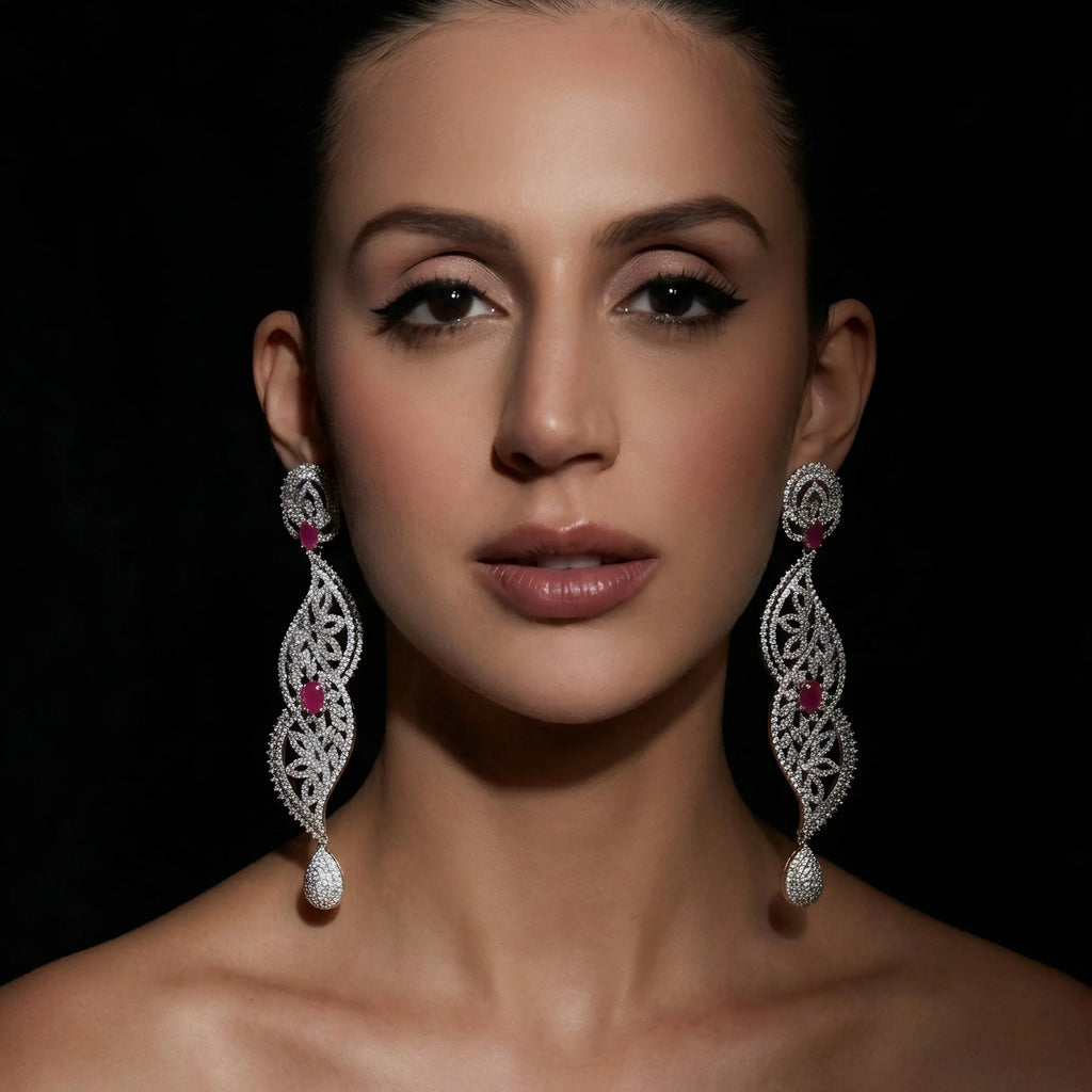 Ruby Crown Chandelier Earrings
