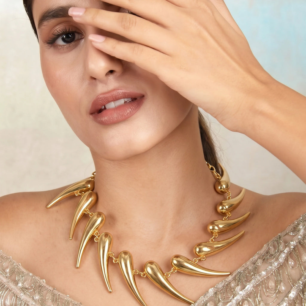 Golden Leaf Drop Necklace