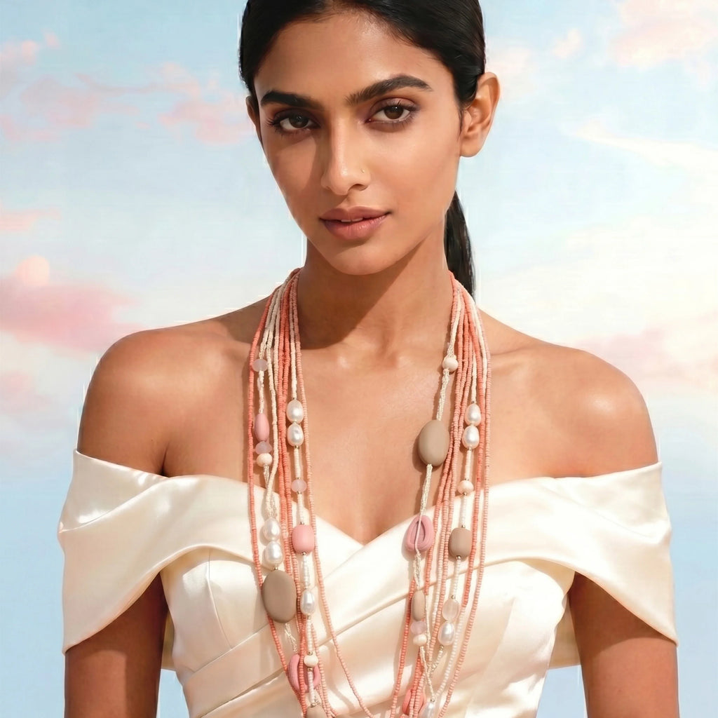 Peach Beige Layered Elegance