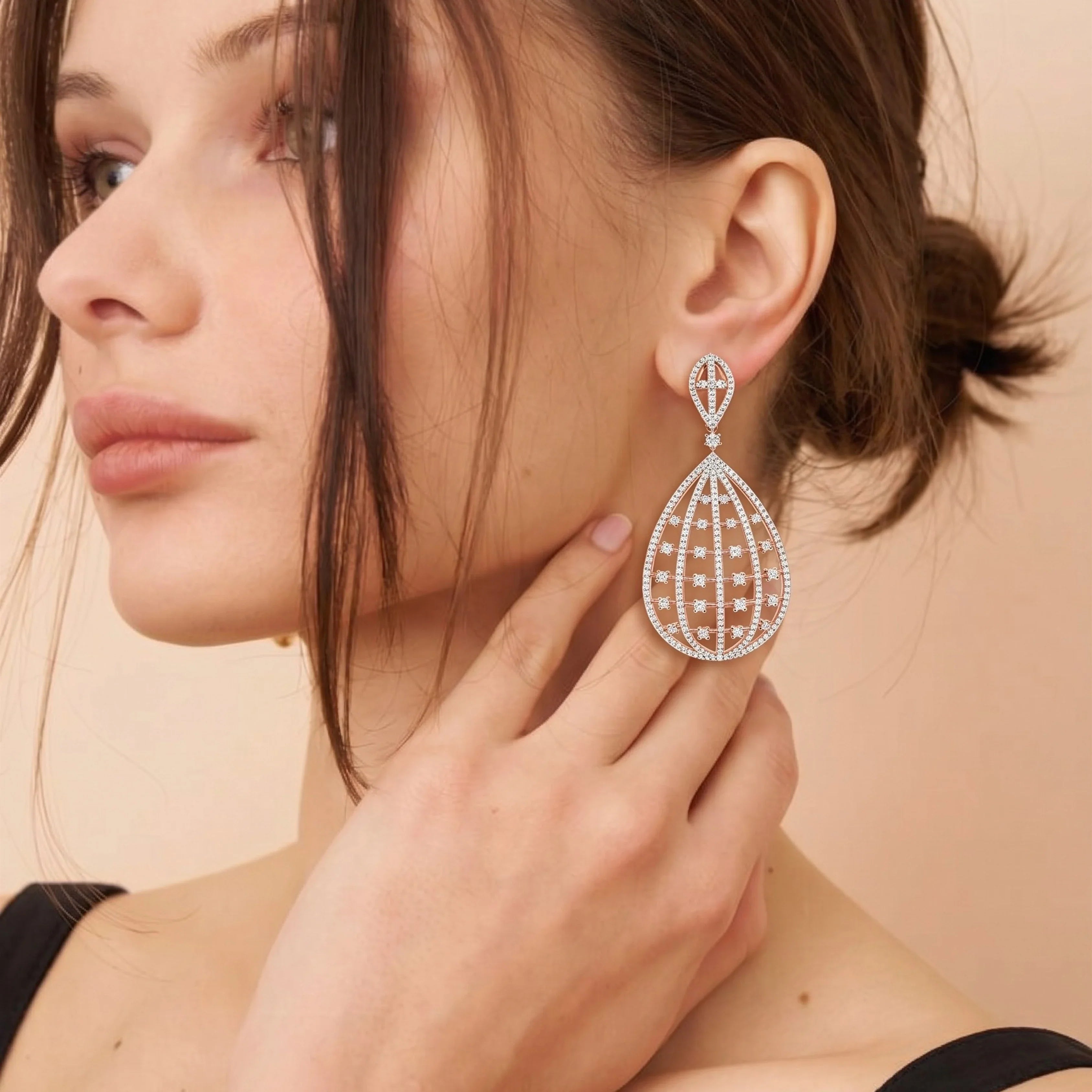 Celeste Basket Rose Earrings