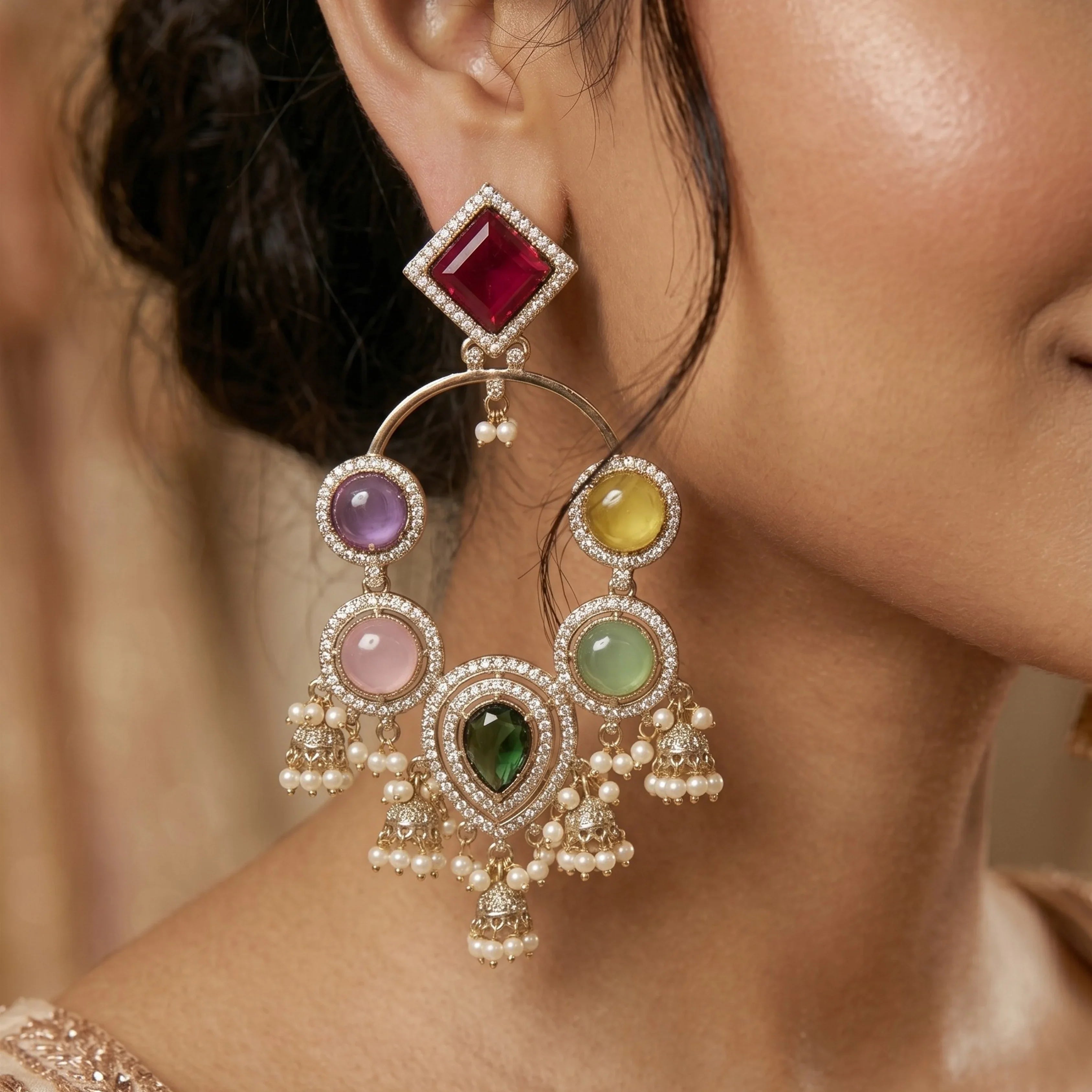 Ira Mehfil Multi Stone Earrings
