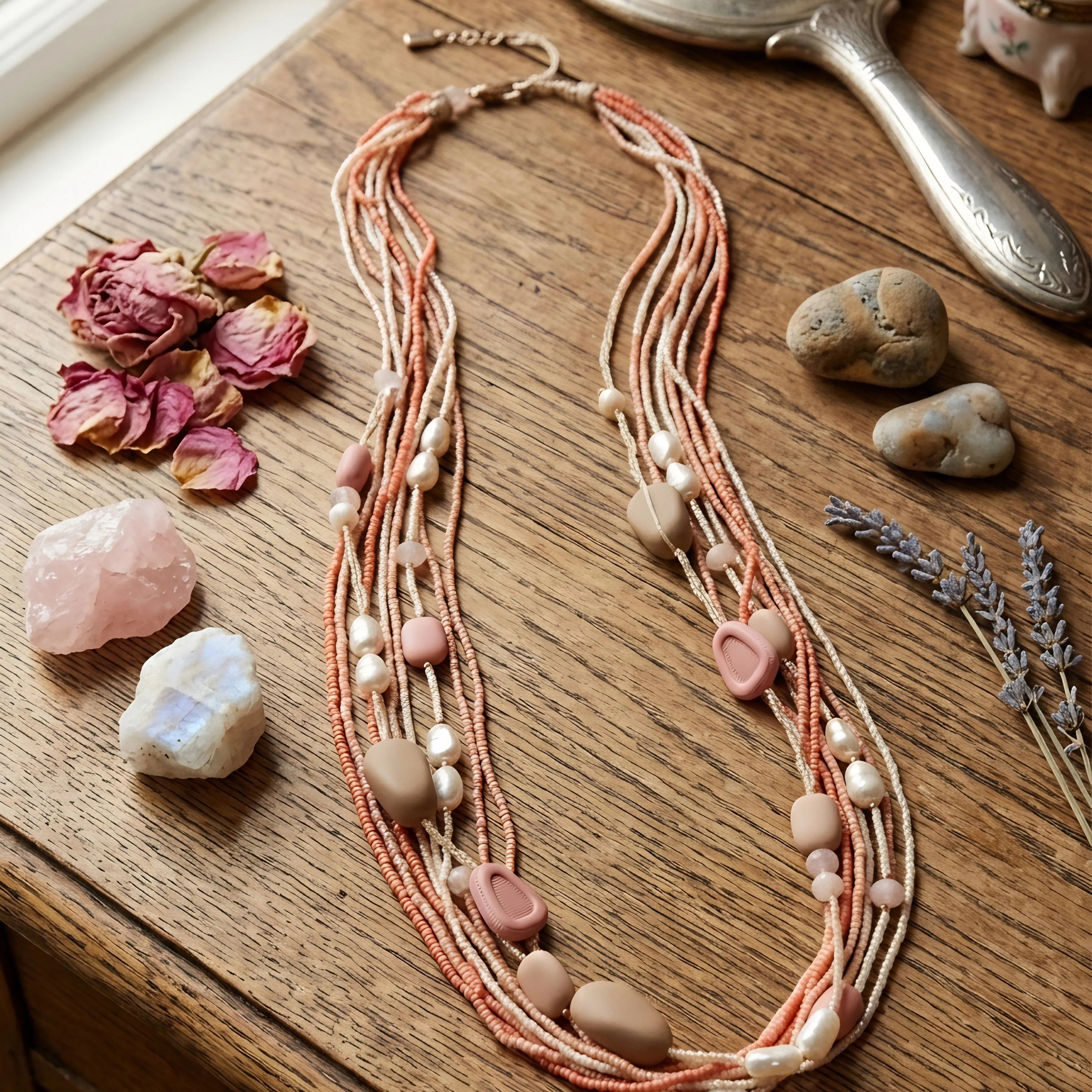 Peach Beige Layered Elegance