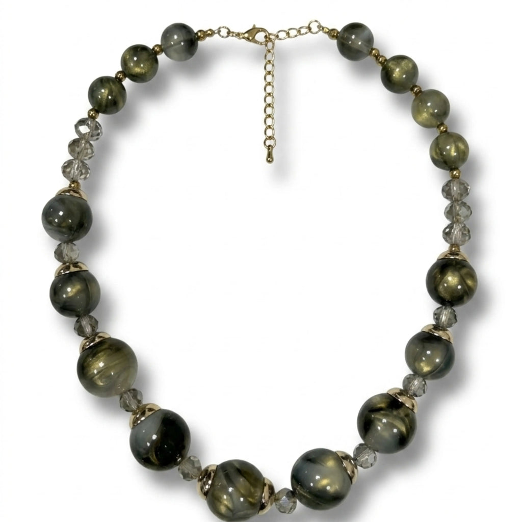 Olive Bold Beads Necklace