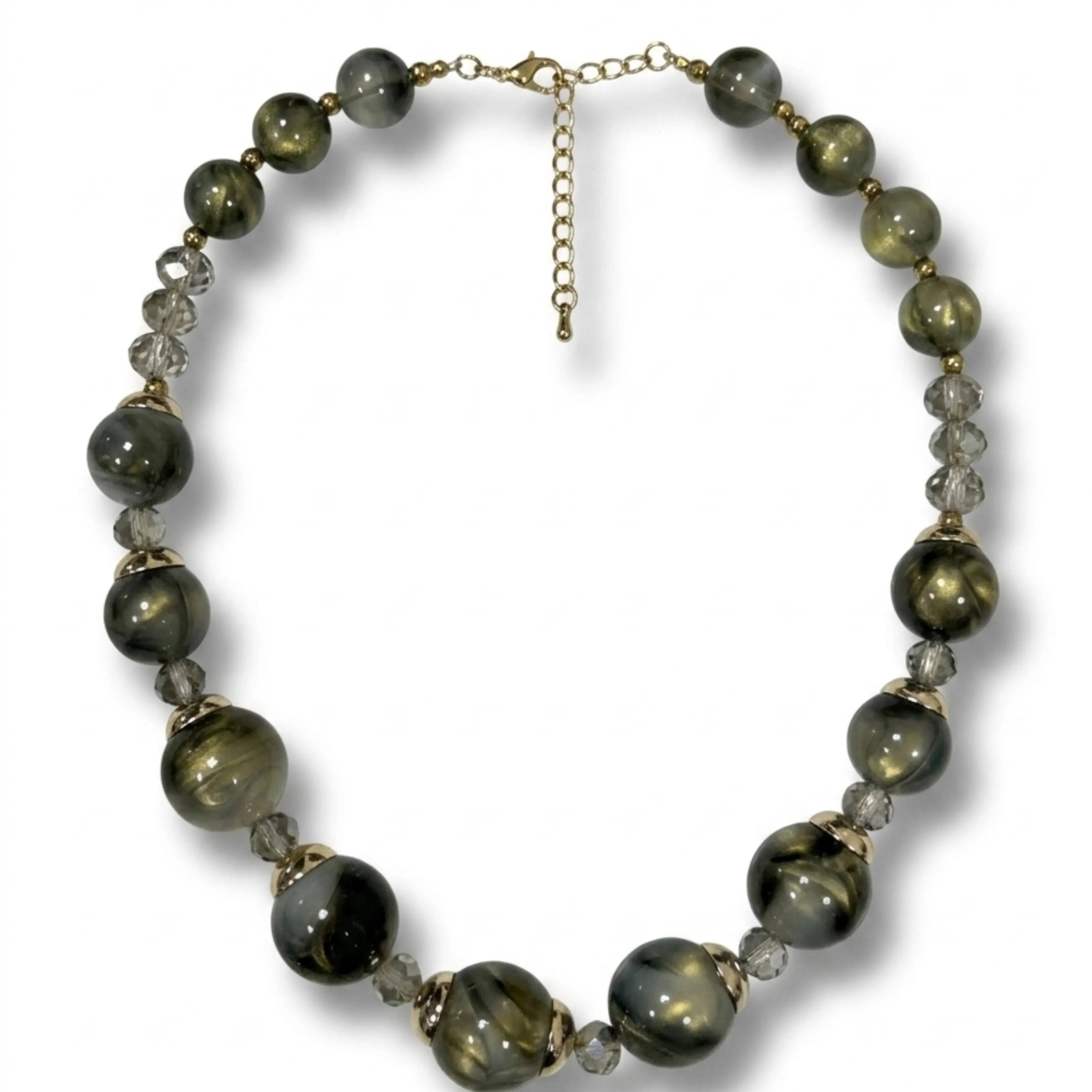 Olive Bold Beads Necklace