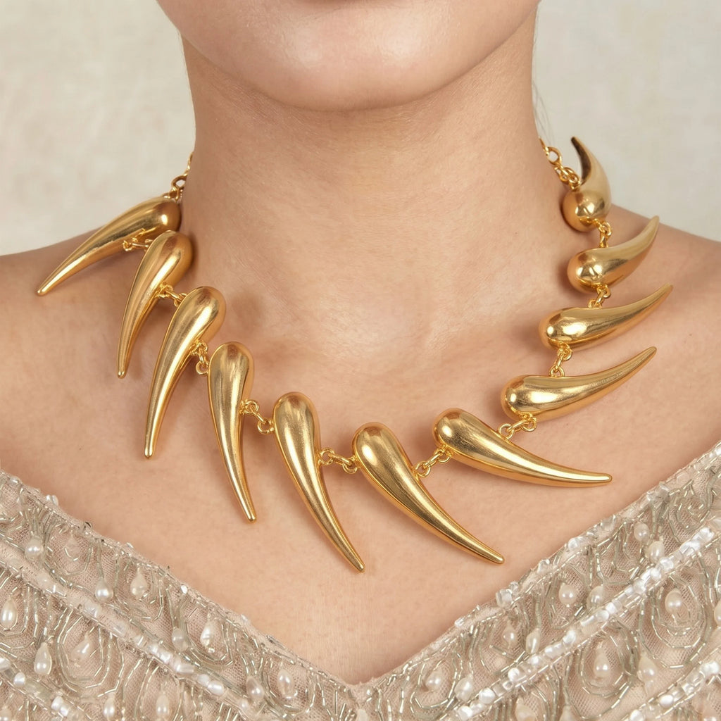 Golden Leaf Drop Necklace