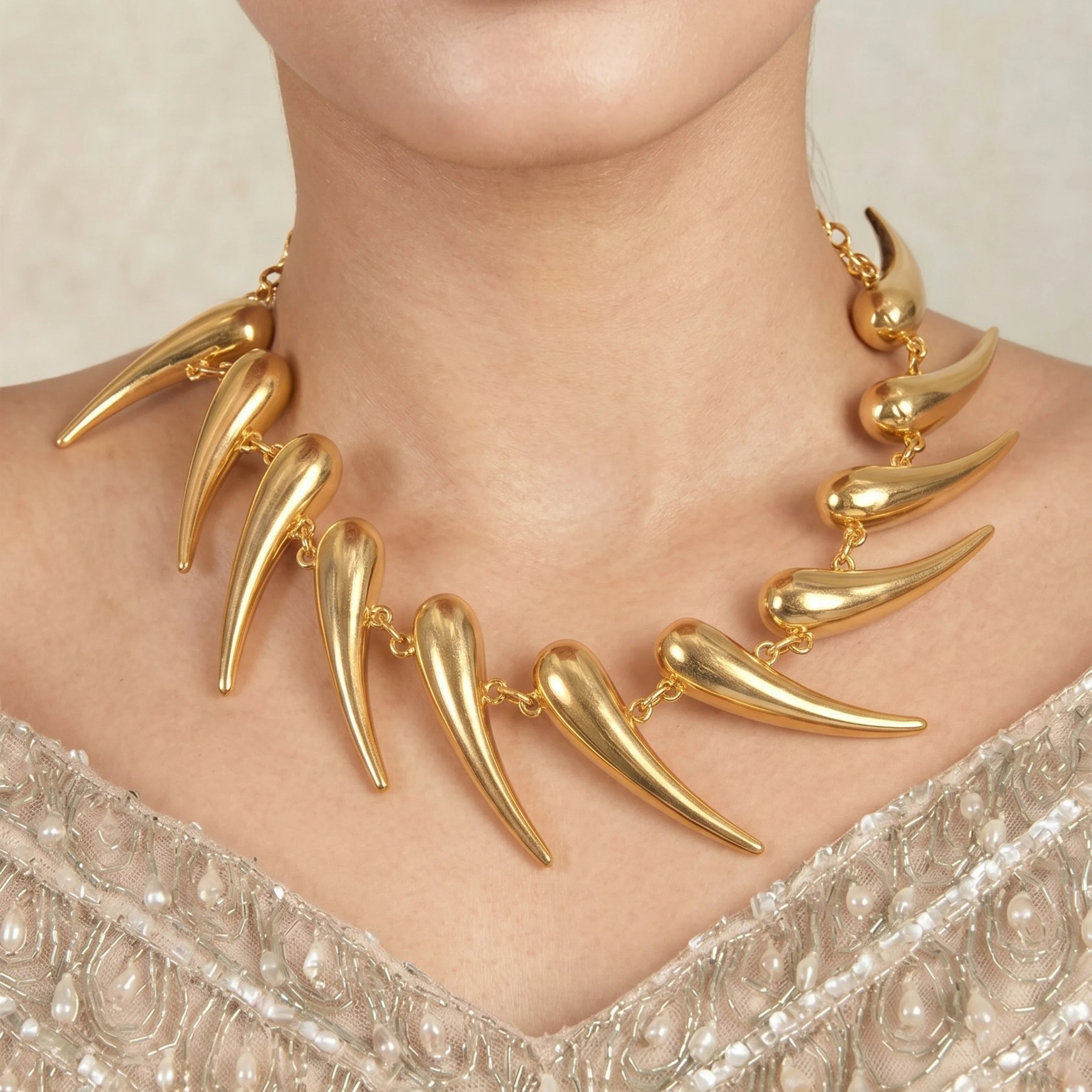 Golden Leaf Drop Necklace