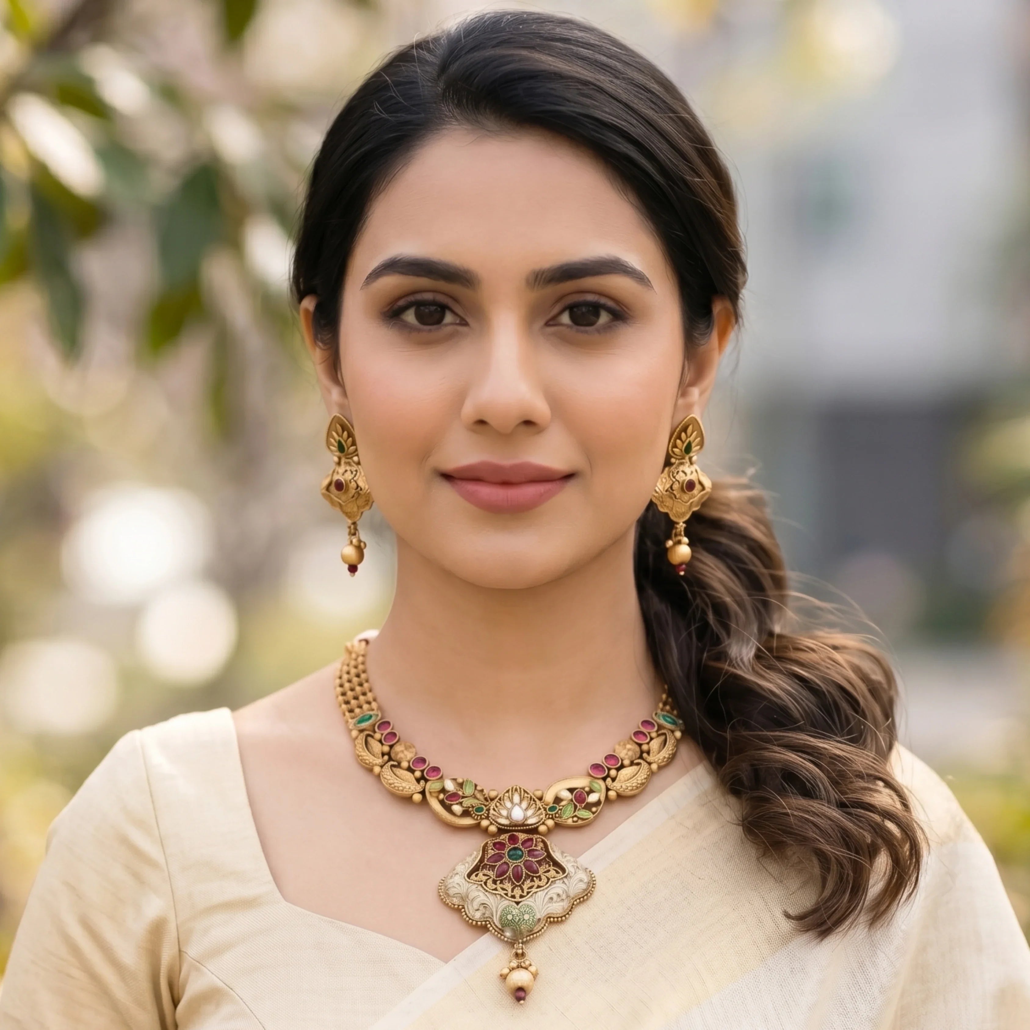 Rajwadi Gulnaar Heritage Necklace Set