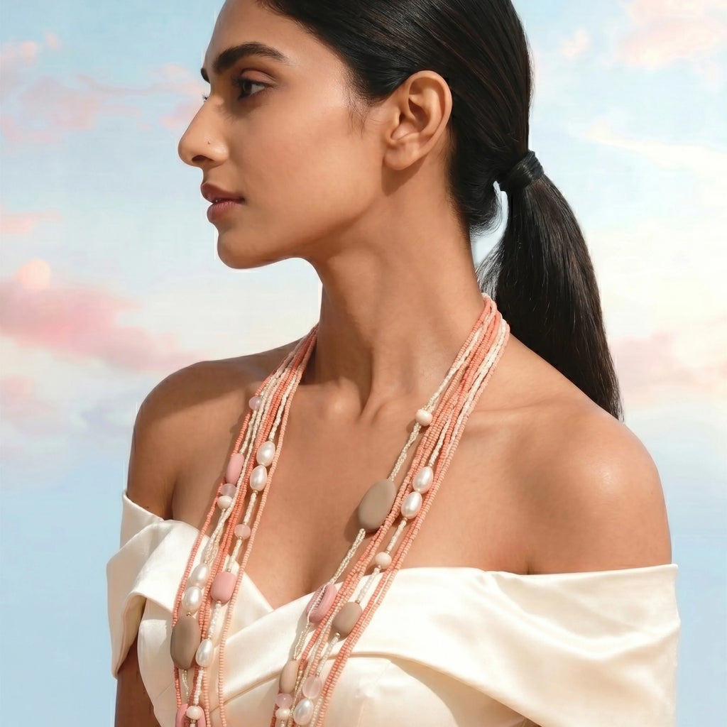 Peach Beige Layered Elegance
