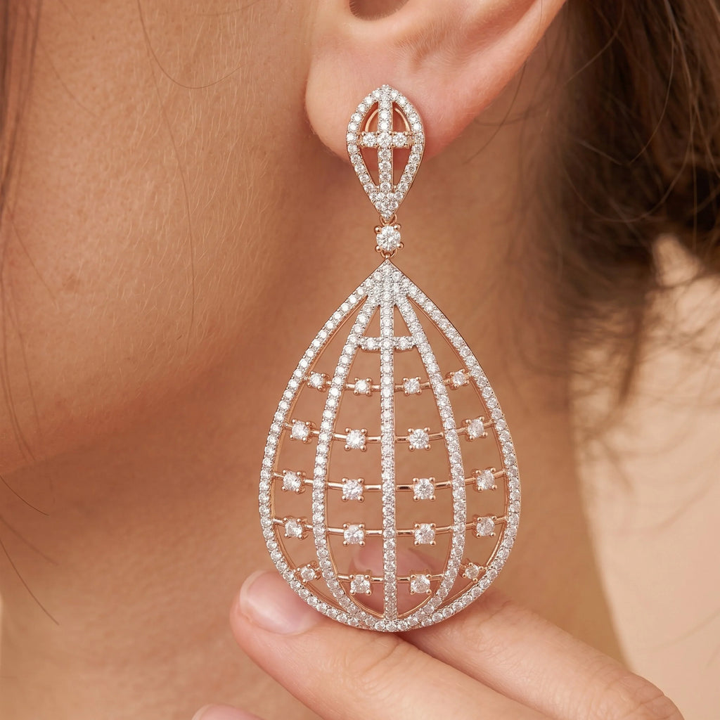 Celeste Basket Rose Earrings