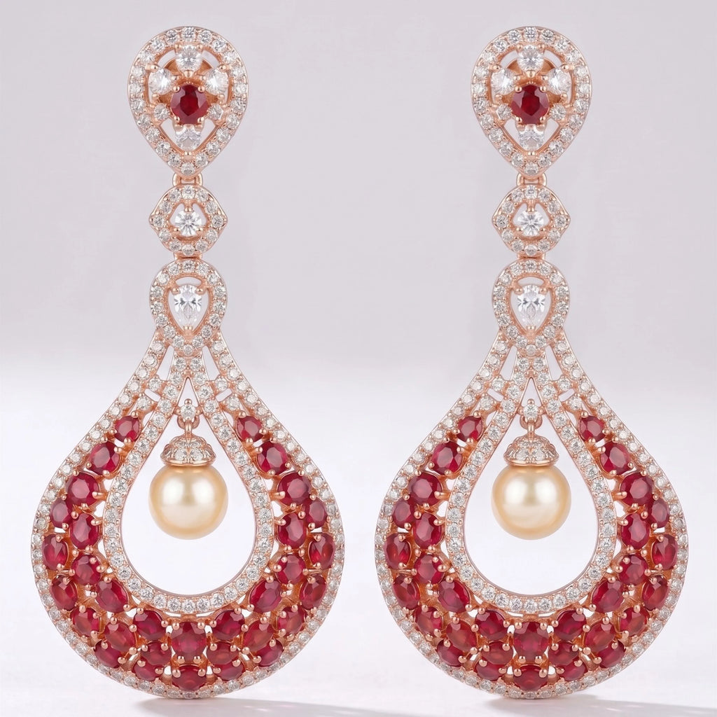 Ruby Pearl Dewdrop Earrings