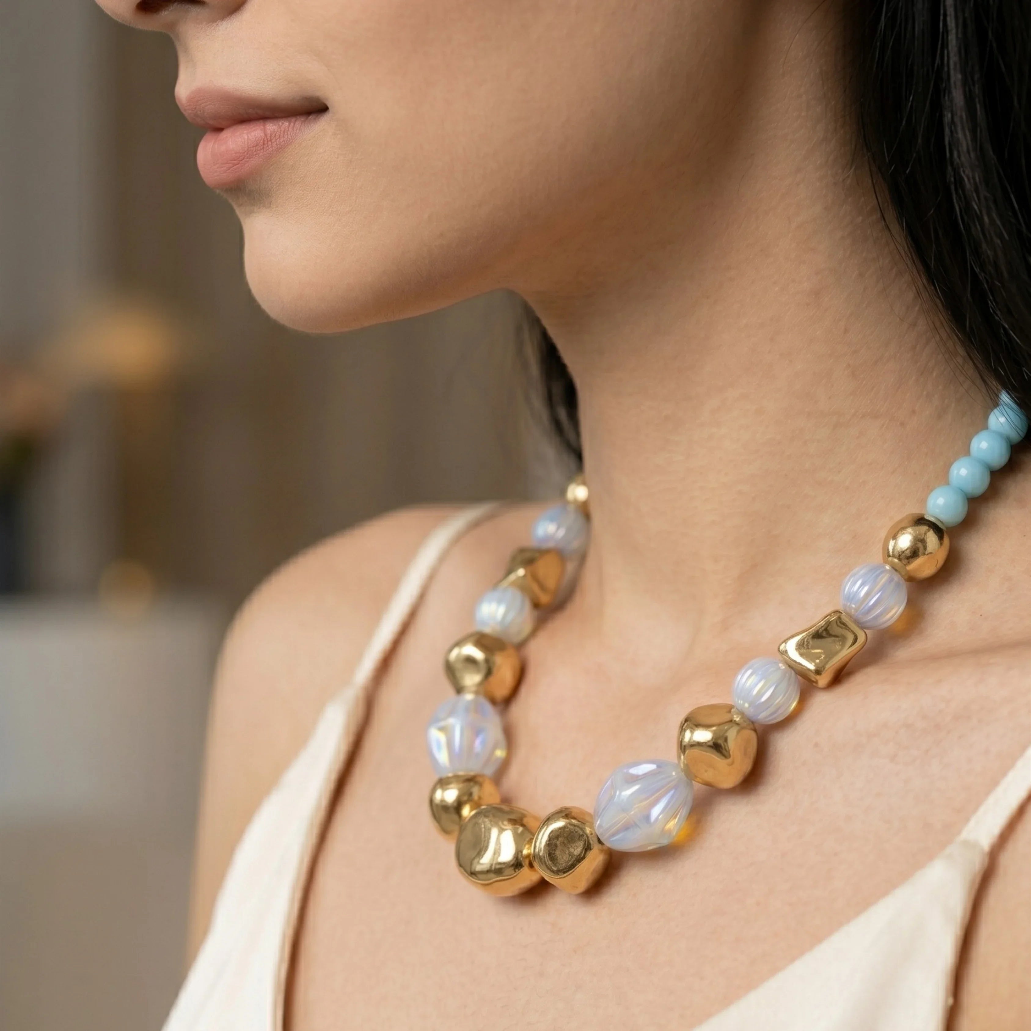 Sky Azure Bead Necklace